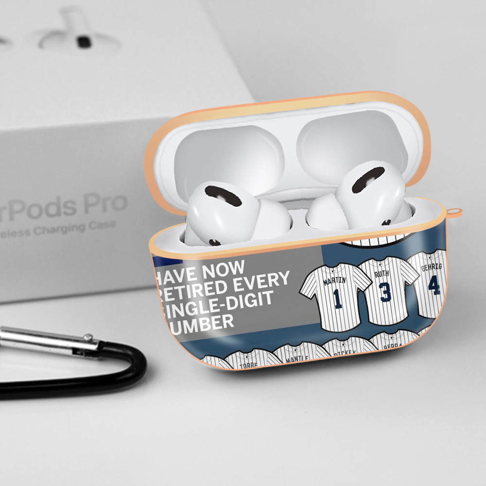 New York Yankees 235 AirPods Pro Protective Case Rose Gold, Flexible PC Material, Precise Fit, Anti-Slip Cover, Full Protection, Fingerprint Resistant, Washable With Keychain