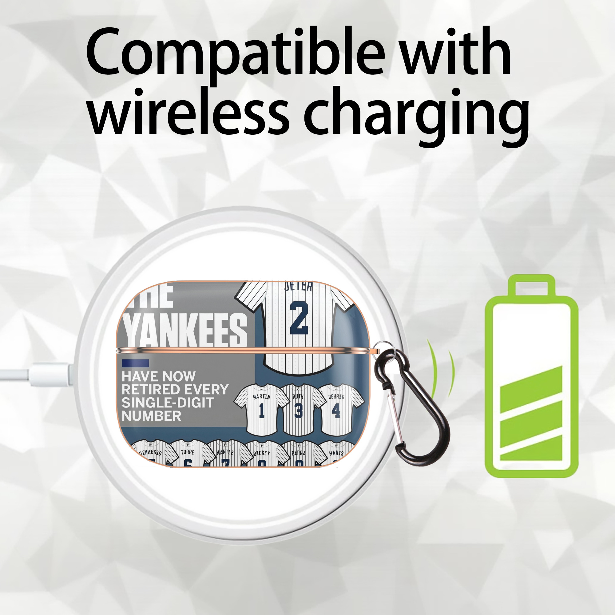 New York Yankees 235 AirPods Pro Protective Case Rose Gold, Flexible PC Material, Precise Fit, Anti-Slip Cover, Full Protection, Fingerprint Resistant, Washable With Keychain