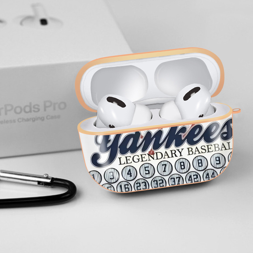 New York Yankees 232 AirPods Pro Protective Case Rose Gold, Flexible PC Material, Precise Fit, Anti-Slip Cover, Full Protection, Fingerprint Resistant, Washable With Keychain