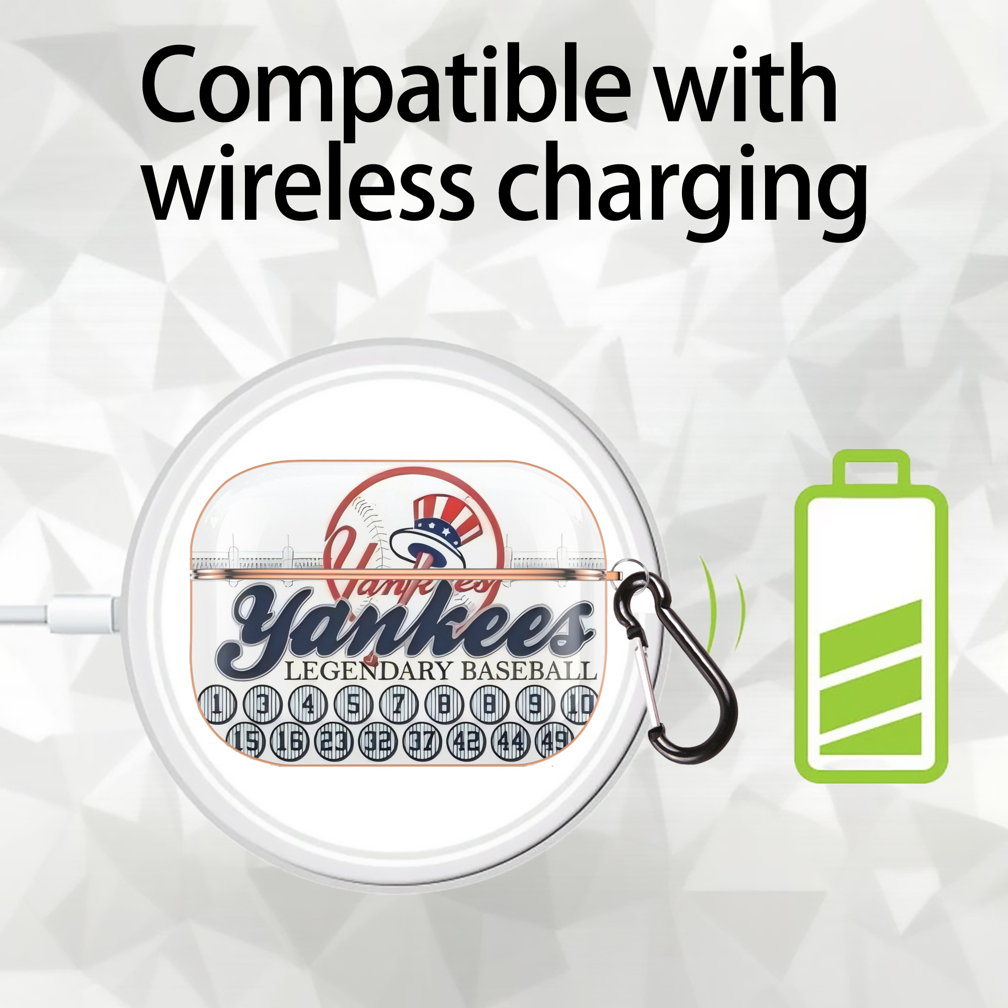 New York Yankees 232 AirPods Pro Protective Case Rose Gold, Flexible PC Material, Precise Fit, Anti-Slip Cover, Full Protection, Fingerprint Resistant, Washable With Keychain