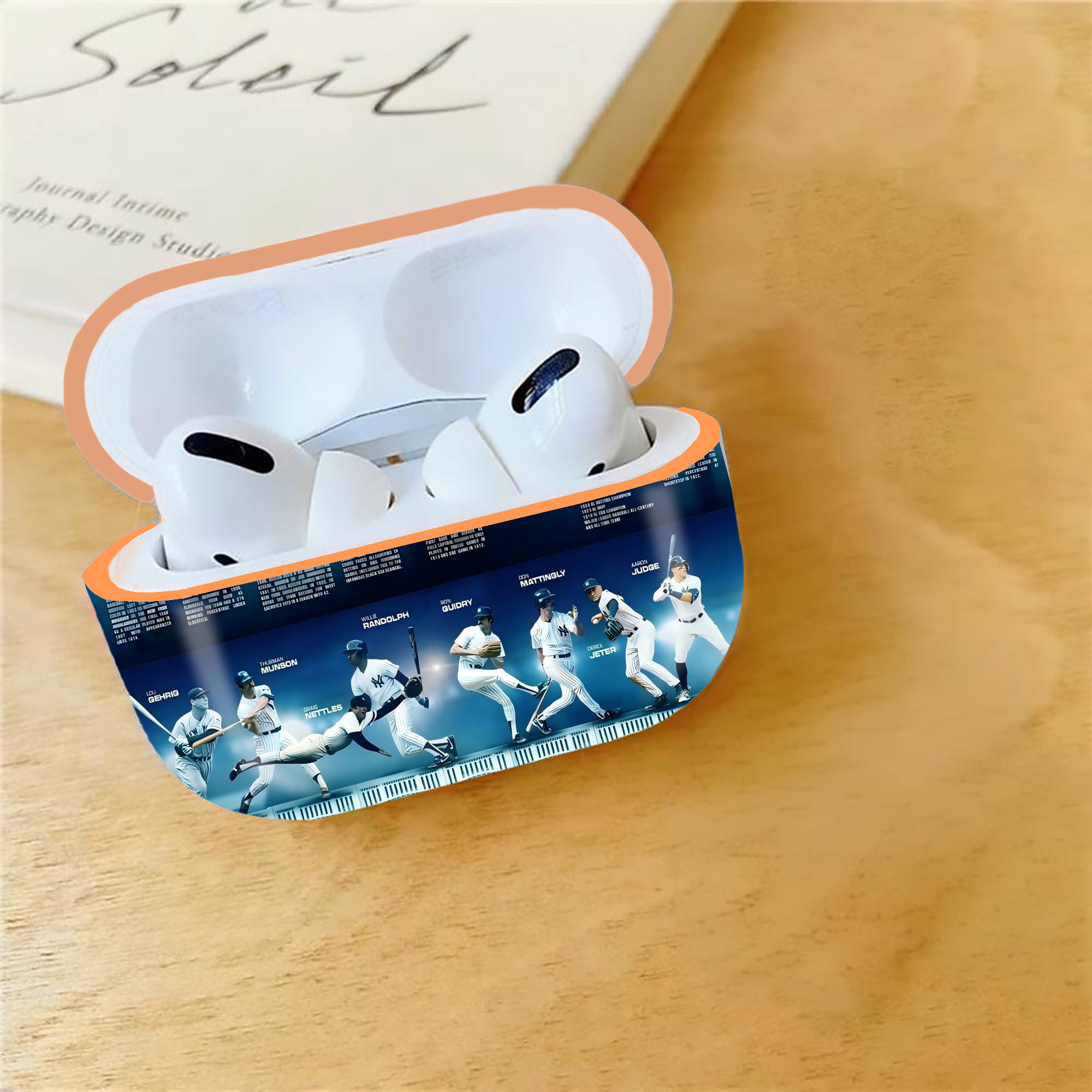 New York Yankees 243 AirPods Pro Protective Case Rose Gold, Flexible PC Material, Precise Fit, Anti-Slip Cover, Full Protection, Fingerprint Resistant, Washable With Keychain