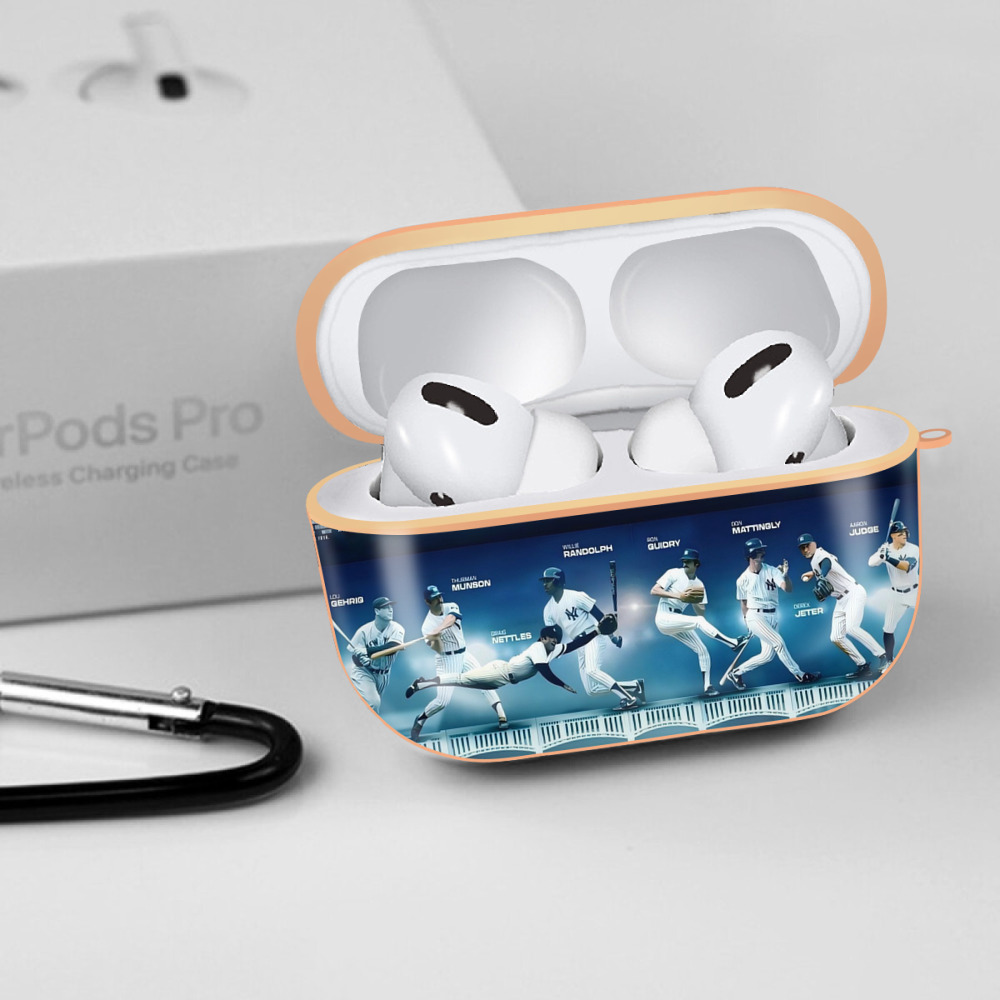 New York Yankees 243 AirPods Pro Protective Case Rose Gold, Flexible PC Material, Precise Fit, Anti-Slip Cover, Full Protection, Fingerprint Resistant, Washable With Keychain