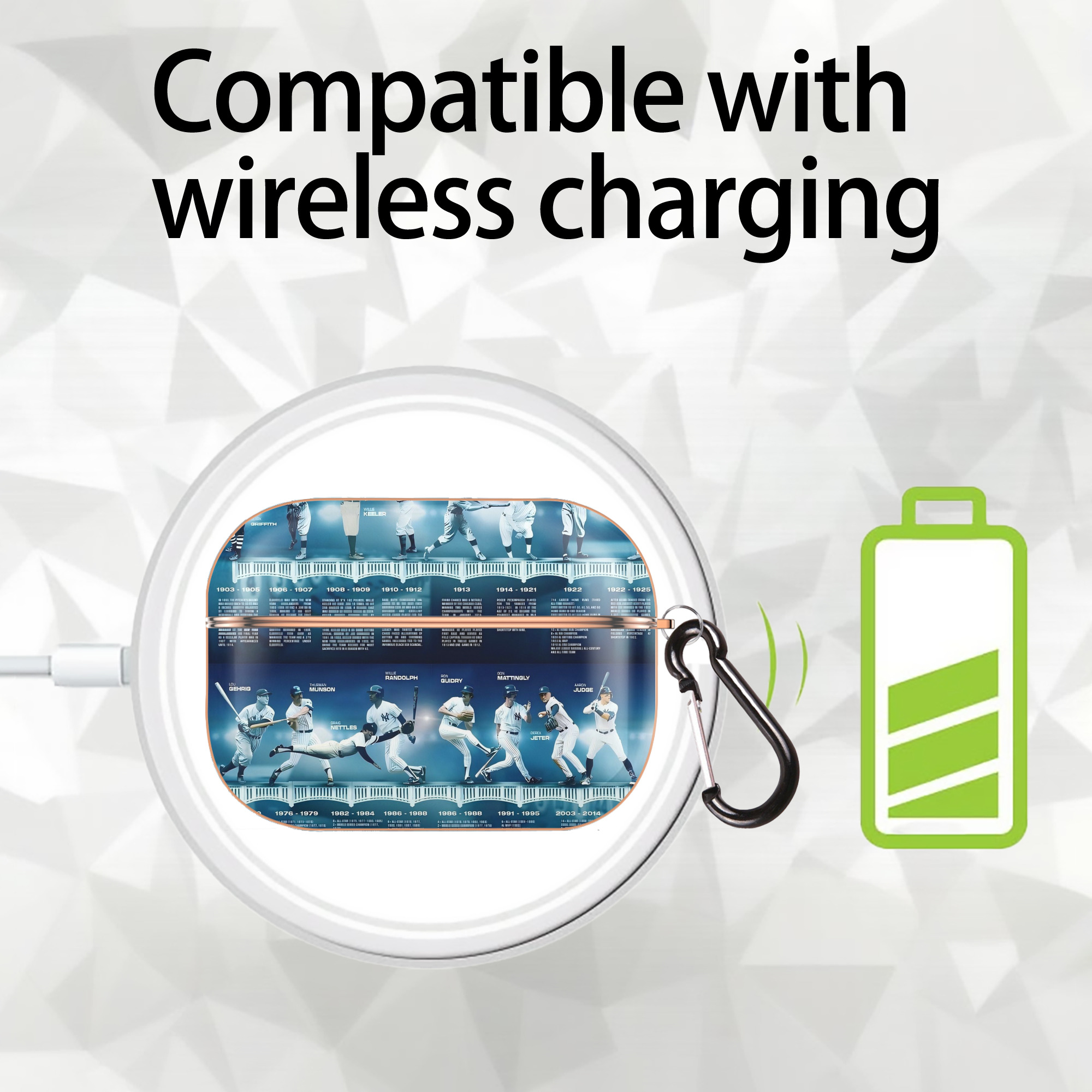 New York Yankees 243 AirPods Pro Protective Case Rose Gold, Flexible PC Material, Precise Fit, Anti-Slip Cover, Full Protection, Fingerprint Resistant, Washable With Keychain