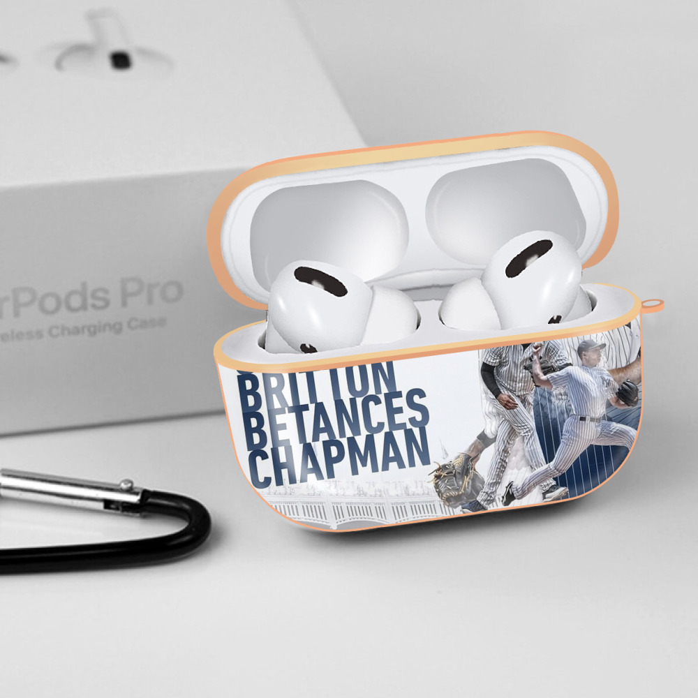 New York Yankees 249 AirPods Pro Protective Case Rose Gold, Flexible PC Material, Precise Fit, Anti-Slip Cover, Full Protection, Fingerprint Resistant, Washable With Keychain