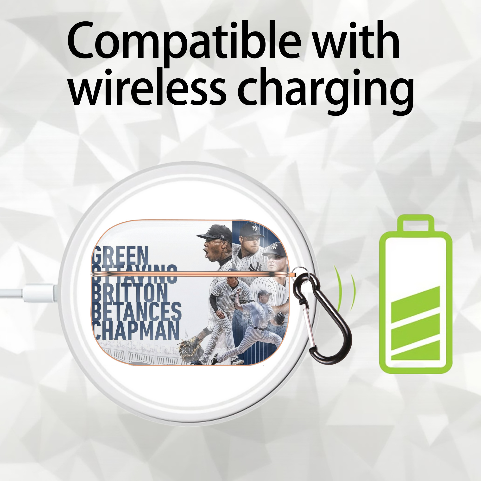 New York Yankees 249 AirPods Pro Protective Case Rose Gold, Flexible PC Material, Precise Fit, Anti-Slip Cover, Full Protection, Fingerprint Resistant, Washable With Keychain