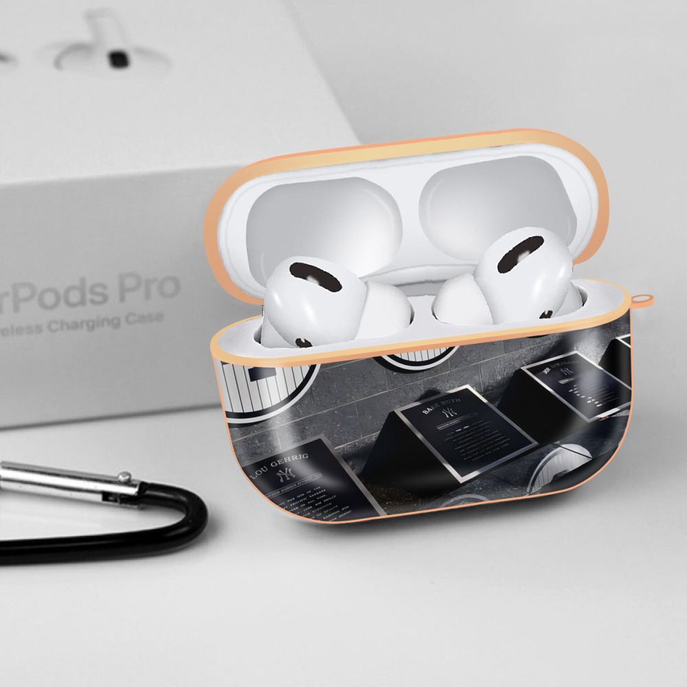 New York Yankees 250 AirPods Pro Protective Case Rose Gold, Flexible PC Material, Precise Fit, Anti-Slip Cover, Full Protection, Fingerprint Resistant, Washable With Keychain