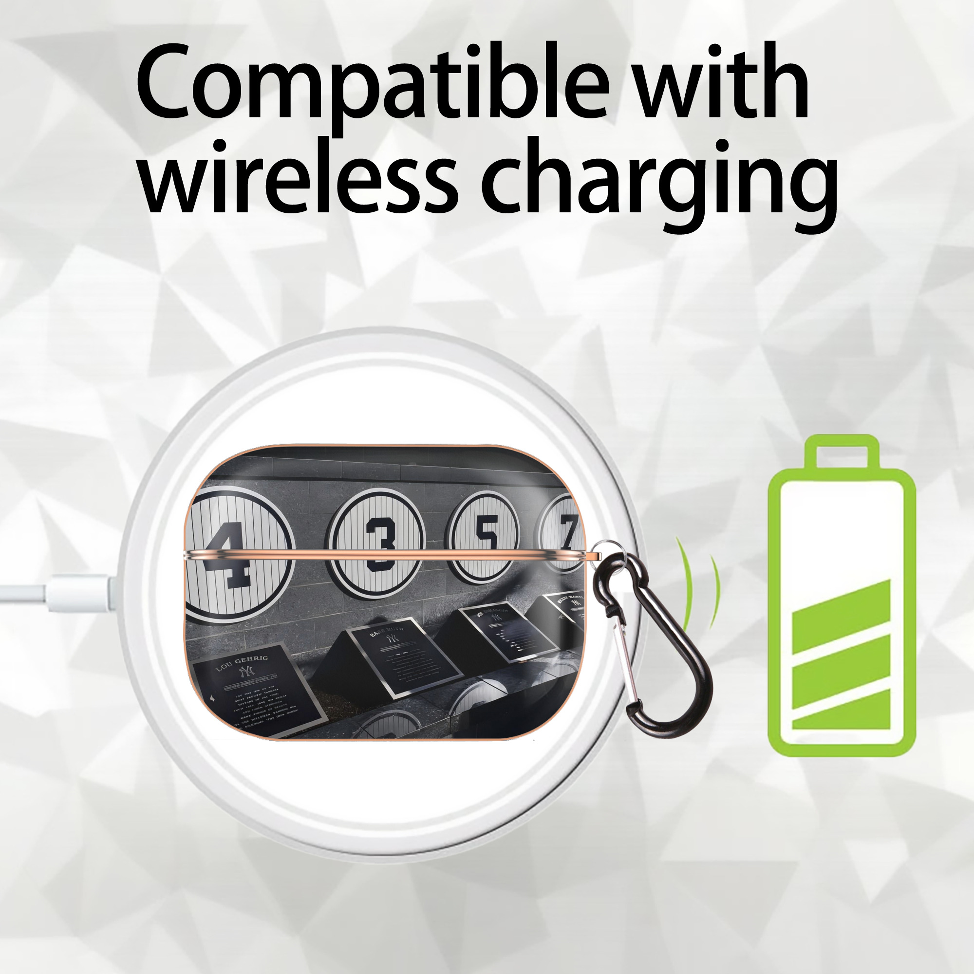 New York Yankees 250 AirPods Pro Protective Case Rose Gold, Flexible PC Material, Precise Fit, Anti-Slip Cover, Full Protection, Fingerprint Resistant, Washable With Keychain