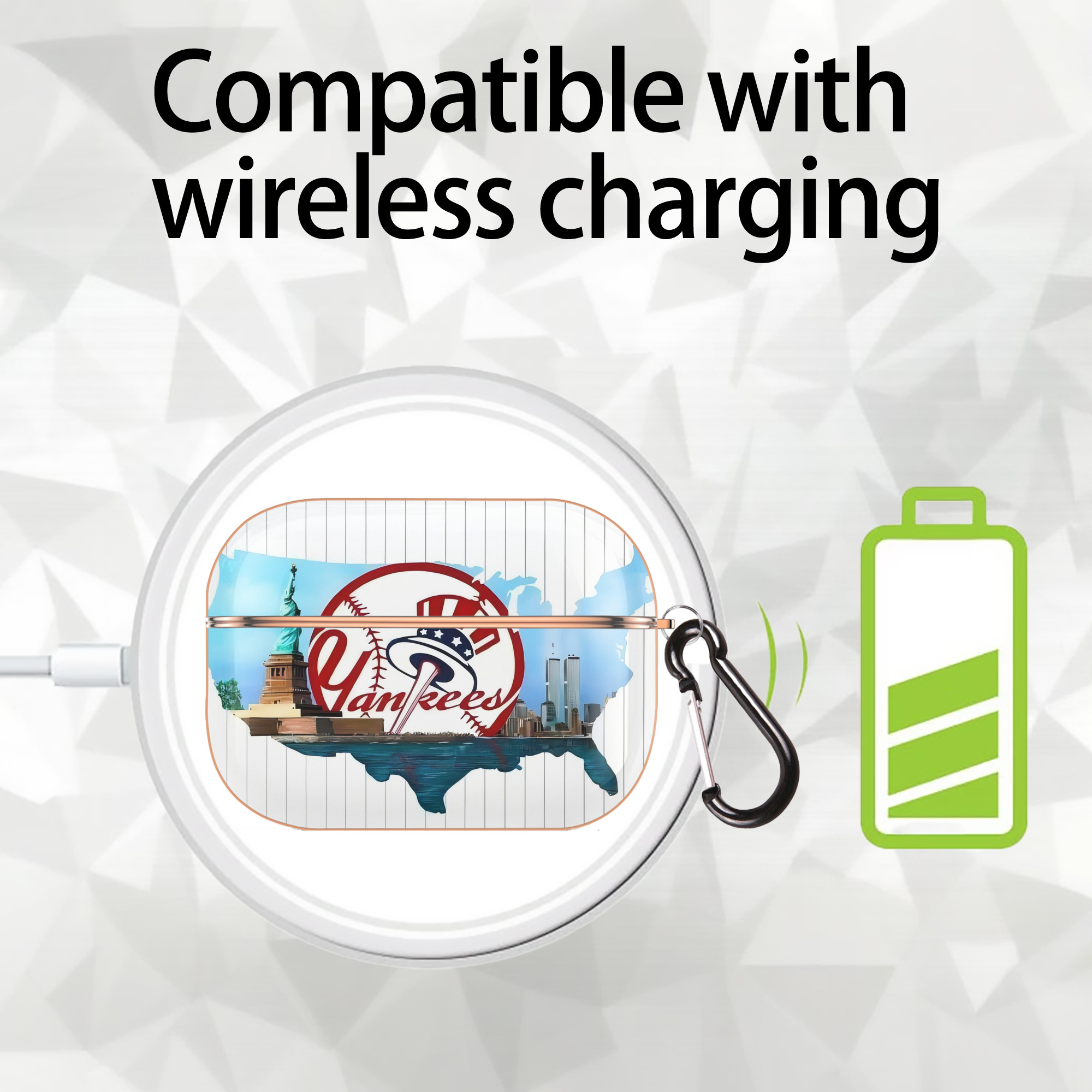 New York Yankees 352 AirPods Pro Protective Case Rose Gold, Flexible PC Material, Precise Fit, Anti-Slip Cover, Full Protection, Fingerprint Resistant, Washable With Keychain