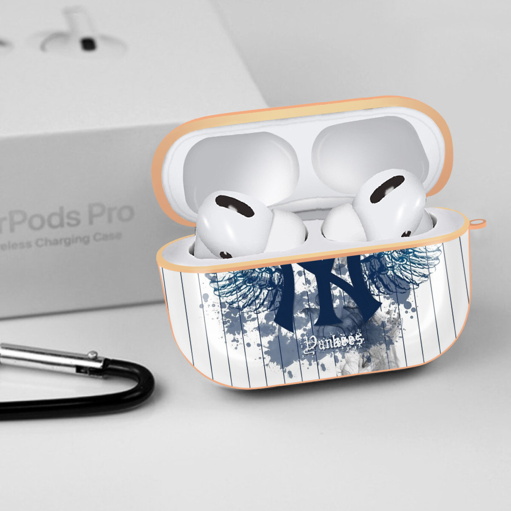 New York Yankees 353 AirPods Pro Protective Case Rose Gold, Flexible PC Material, Precise Fit, Anti-Slip Cover, Full Protection, Fingerprint Resistant, Washable With Keychain