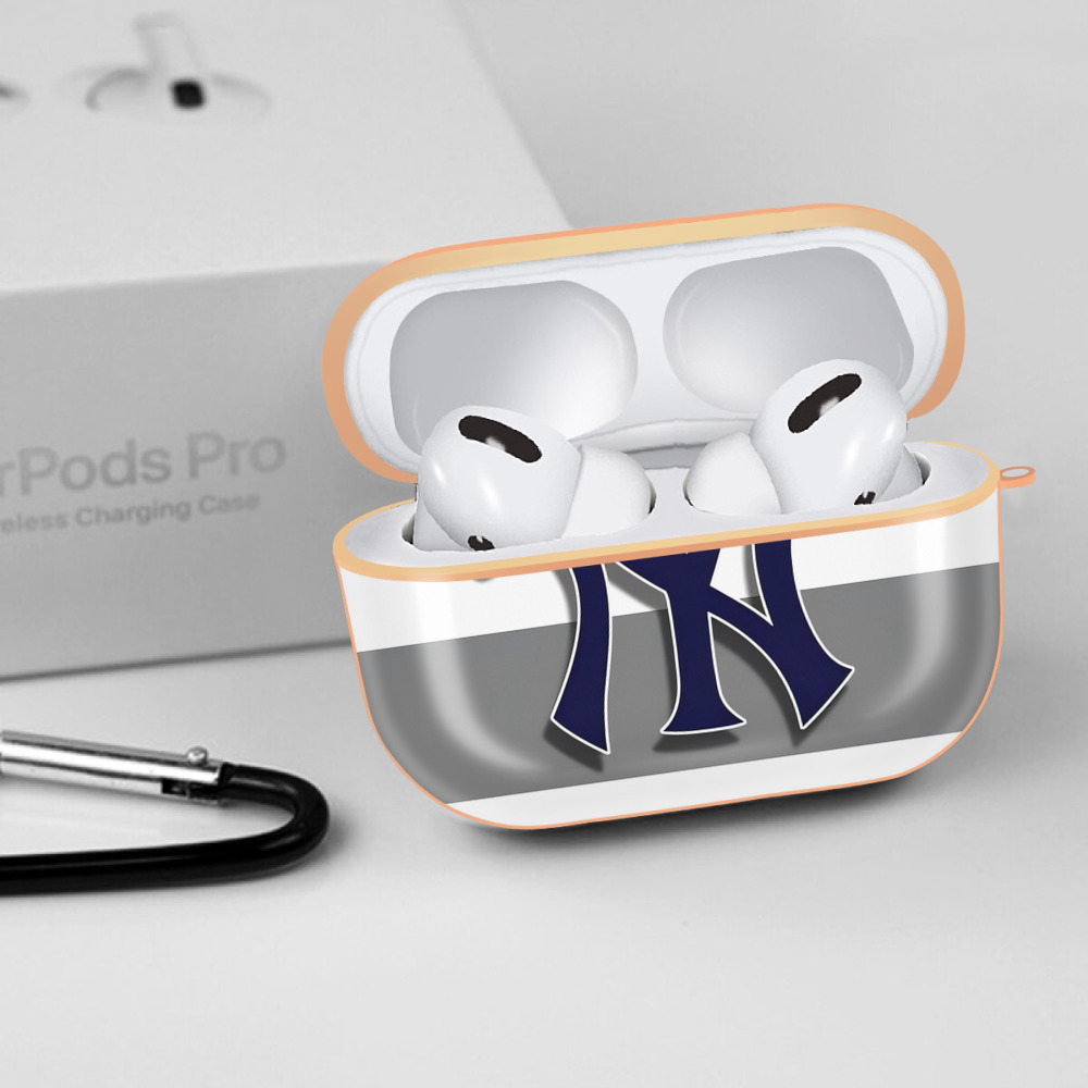 New York Yankees 356 AirPods Pro Protective Case Rose Gold, Flexible PC Material, Precise Fit, Anti-Slip Cover, Full Protection, Fingerprint Resistant, Washable With Keychain