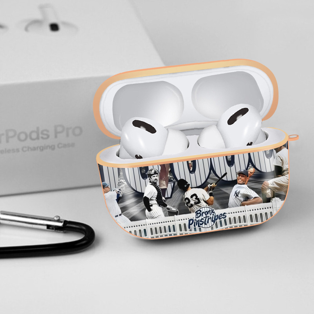 New York Yankees 357 AirPods Pro Protective Case Rose Gold, Flexible PC Material, Precise Fit, Anti-Slip Cover, Full Protection, Fingerprint Resistant, Washable With Keychain