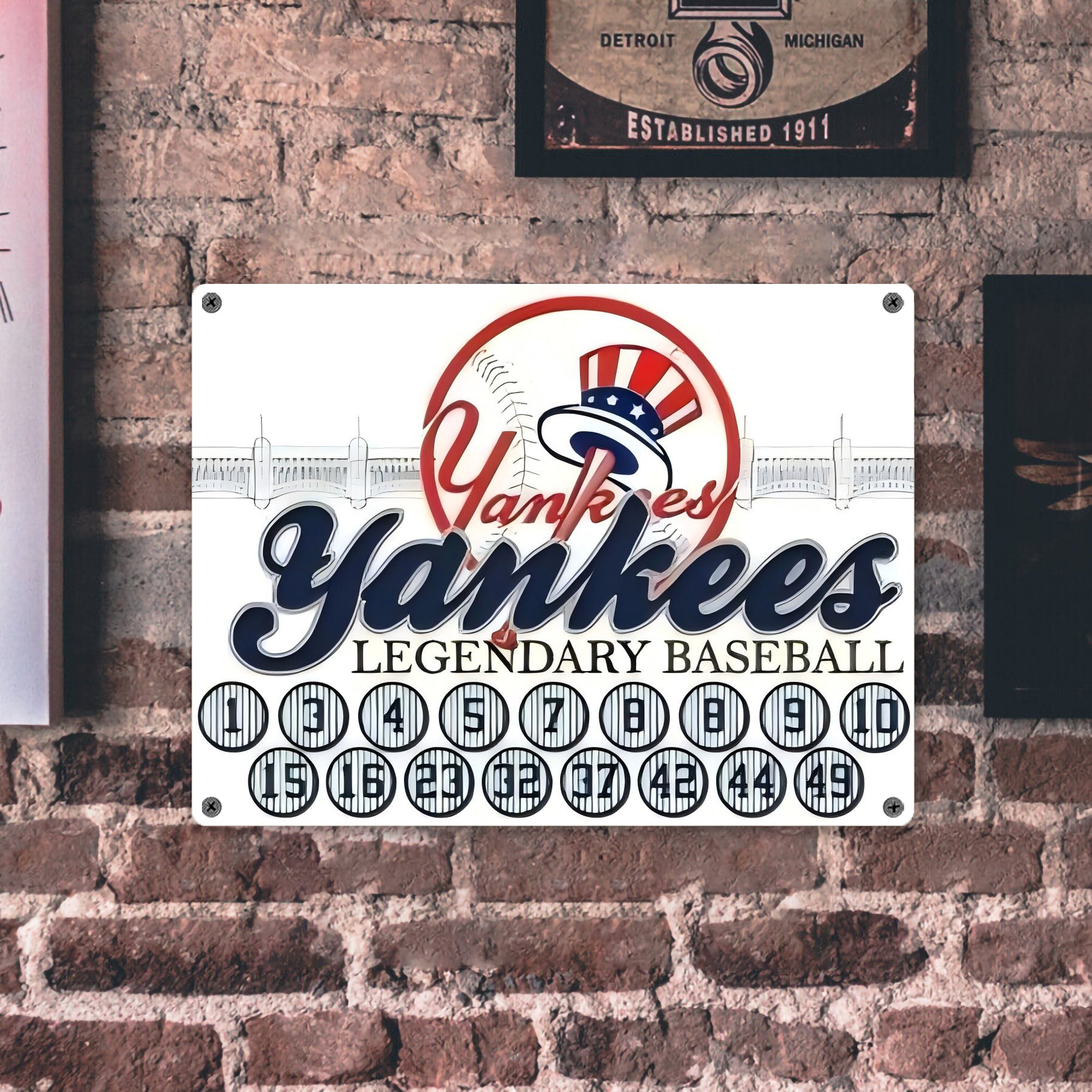 New York Yankees 232 Vintage Metal Tin Sign 16x12 – Full-Print Iron Wall Decor – Durable, Fade-Resistant – Easy To Hang – Ideal For Home, Bar, Kitchen & Office Decor
