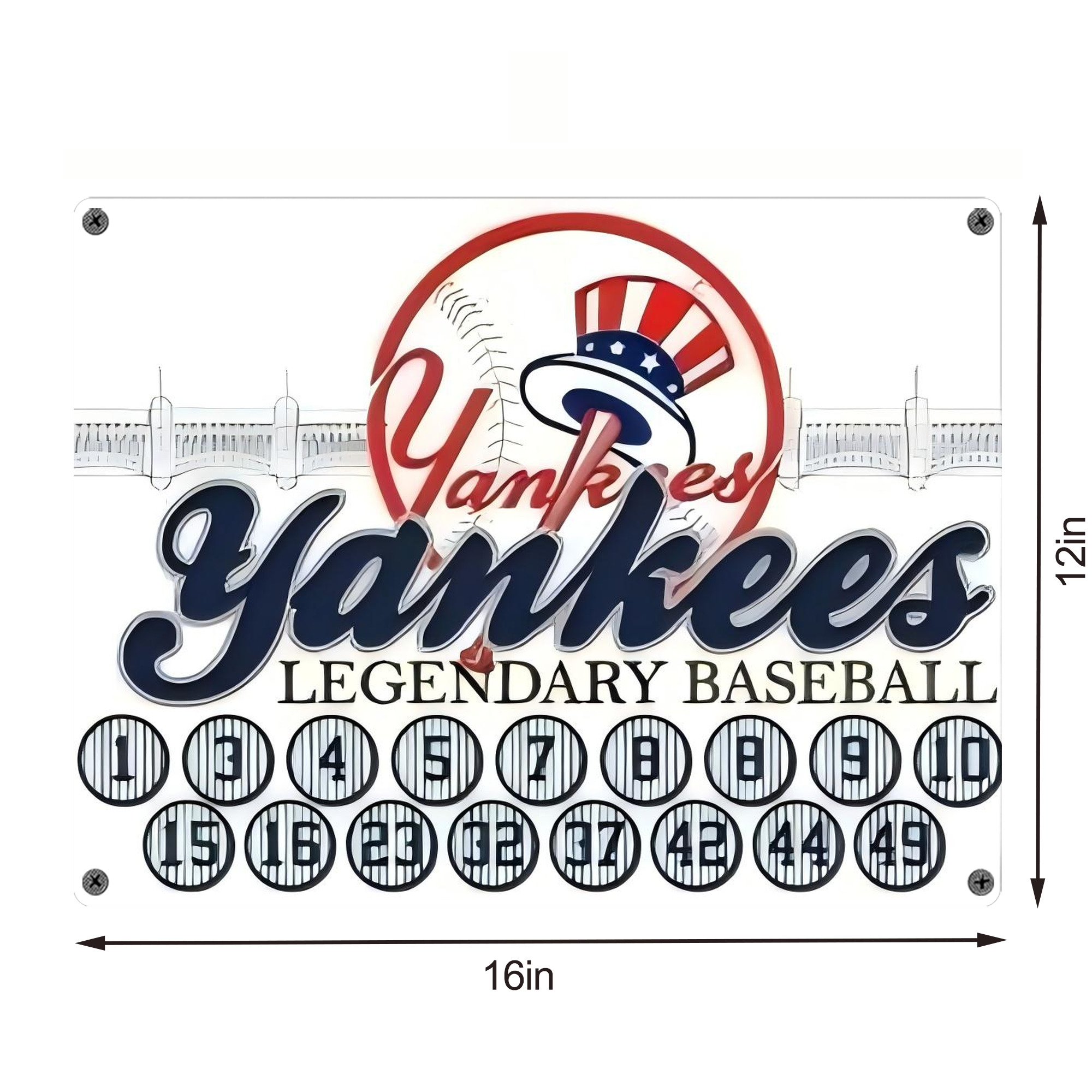 New York Yankees 232 Vintage Metal Tin Sign 16x12 – Full-Print Iron Wall Decor – Durable, Fade-Resistant – Easy To Hang – Ideal For Home, Bar, Kitchen & Office Decor