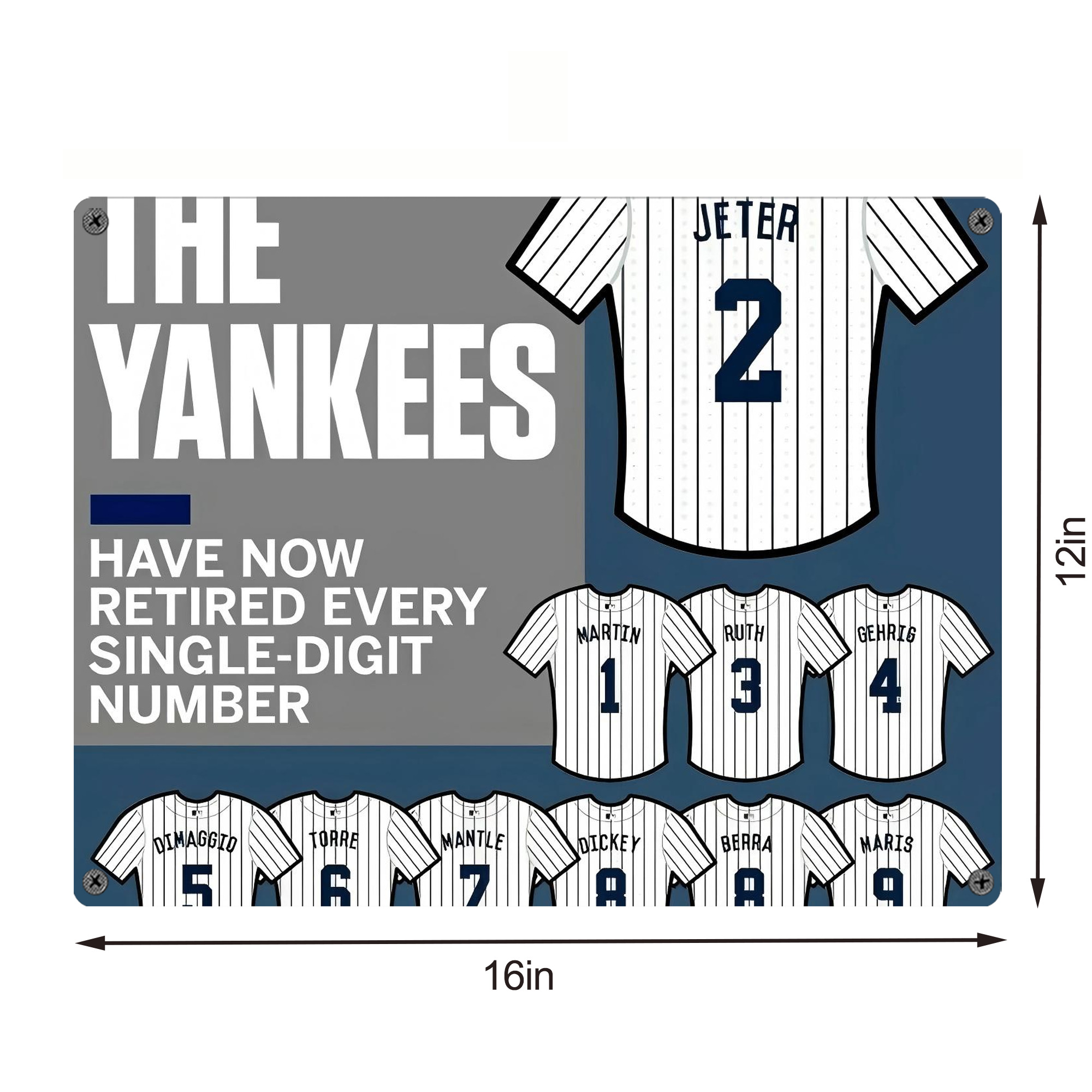 New York Yankees 235 Vintage Metal Tin Sign 16x12 – Full-Print Iron Wall Decor – Durable, Fade-Resistant – Easy To Hang – Ideal For Home, Bar, Kitchen & Office Decor
