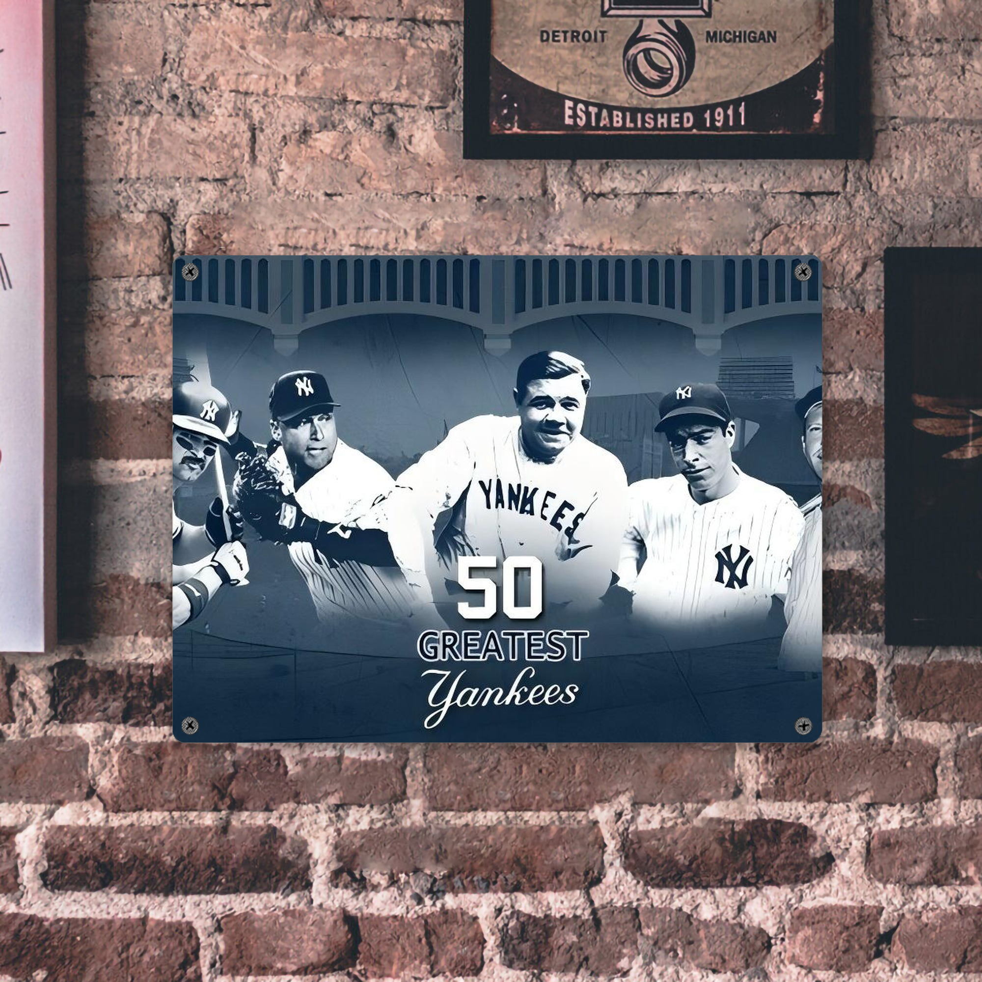 New York Yankees 351 Vintage Metal Tin Sign 16x12 – Full-Print Iron Wall Decor – Durable, Fade-Resistant – Easy To Hang – Ideal For Home, Bar, Kitchen & Office Decor
