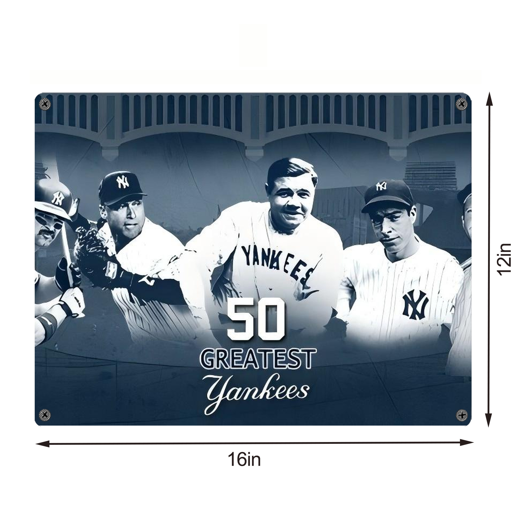 New York Yankees 351 Vintage Metal Tin Sign 16x12 – Full-Print Iron Wall Decor – Durable, Fade-Resistant – Easy To Hang – Ideal For Home, Bar, Kitchen & Office Decor