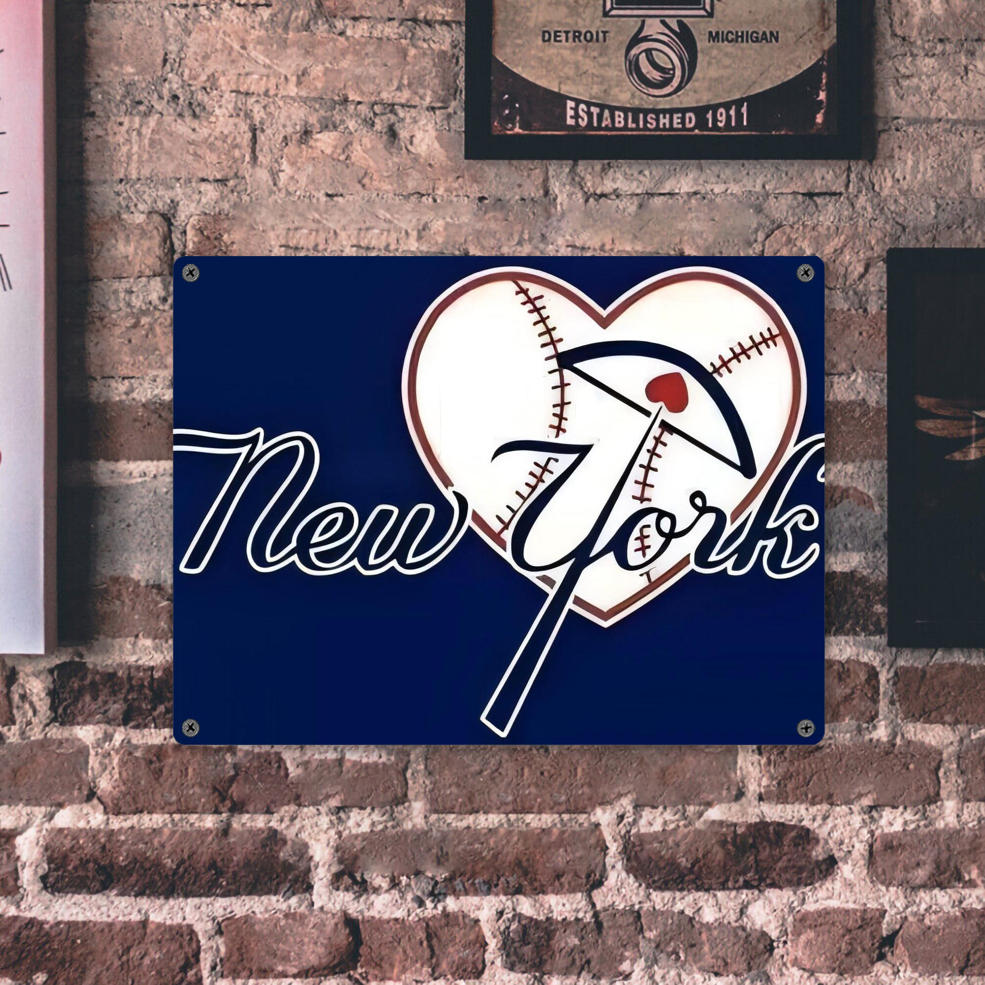 New York Yankees 354 Vintage Metal Tin Sign 16x12 – Full-Print Iron Wall Decor – Durable, Fade-Resistant – Easy To Hang – Ideal For Home, Bar, Kitchen & Office Decor