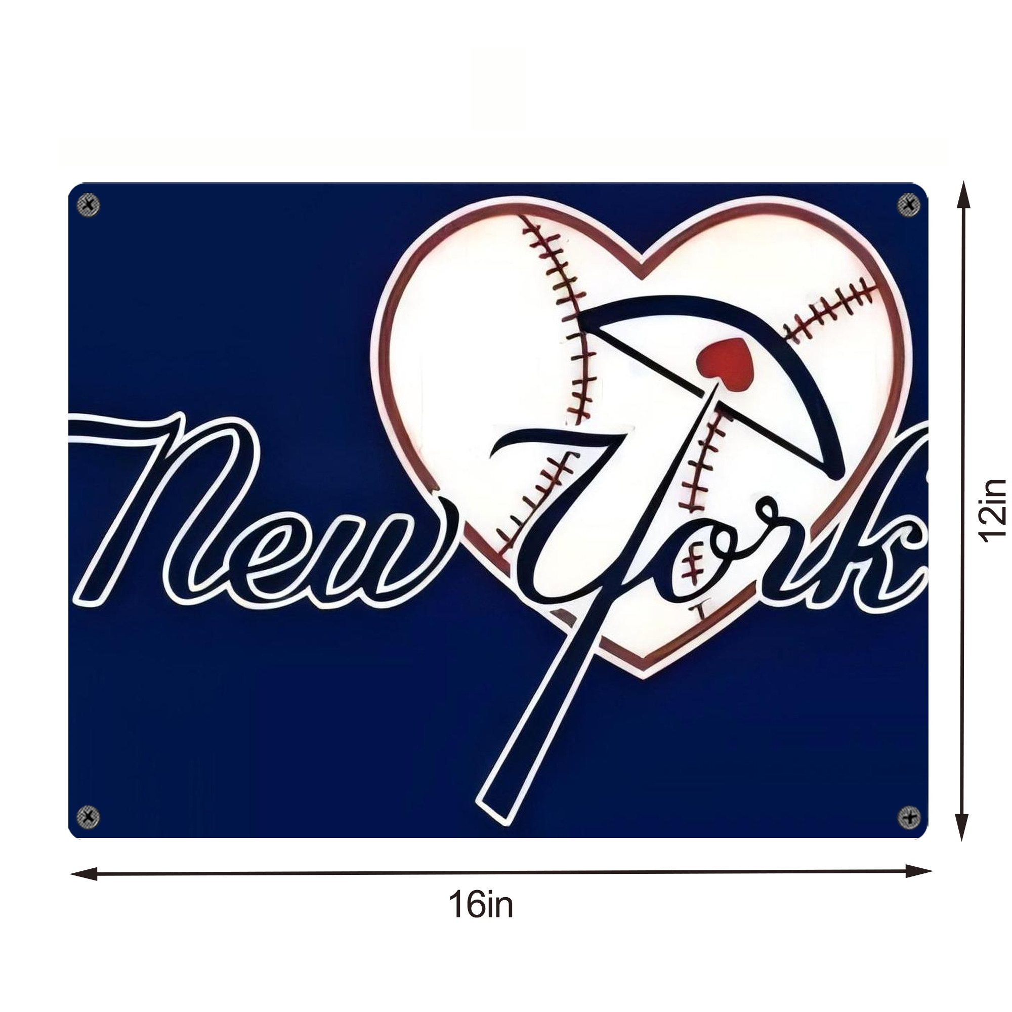 New York Yankees 354 Vintage Metal Tin Sign 16x12 – Full-Print Iron Wall Decor – Durable, Fade-Resistant – Easy To Hang – Ideal For Home, Bar, Kitchen & Office Decor