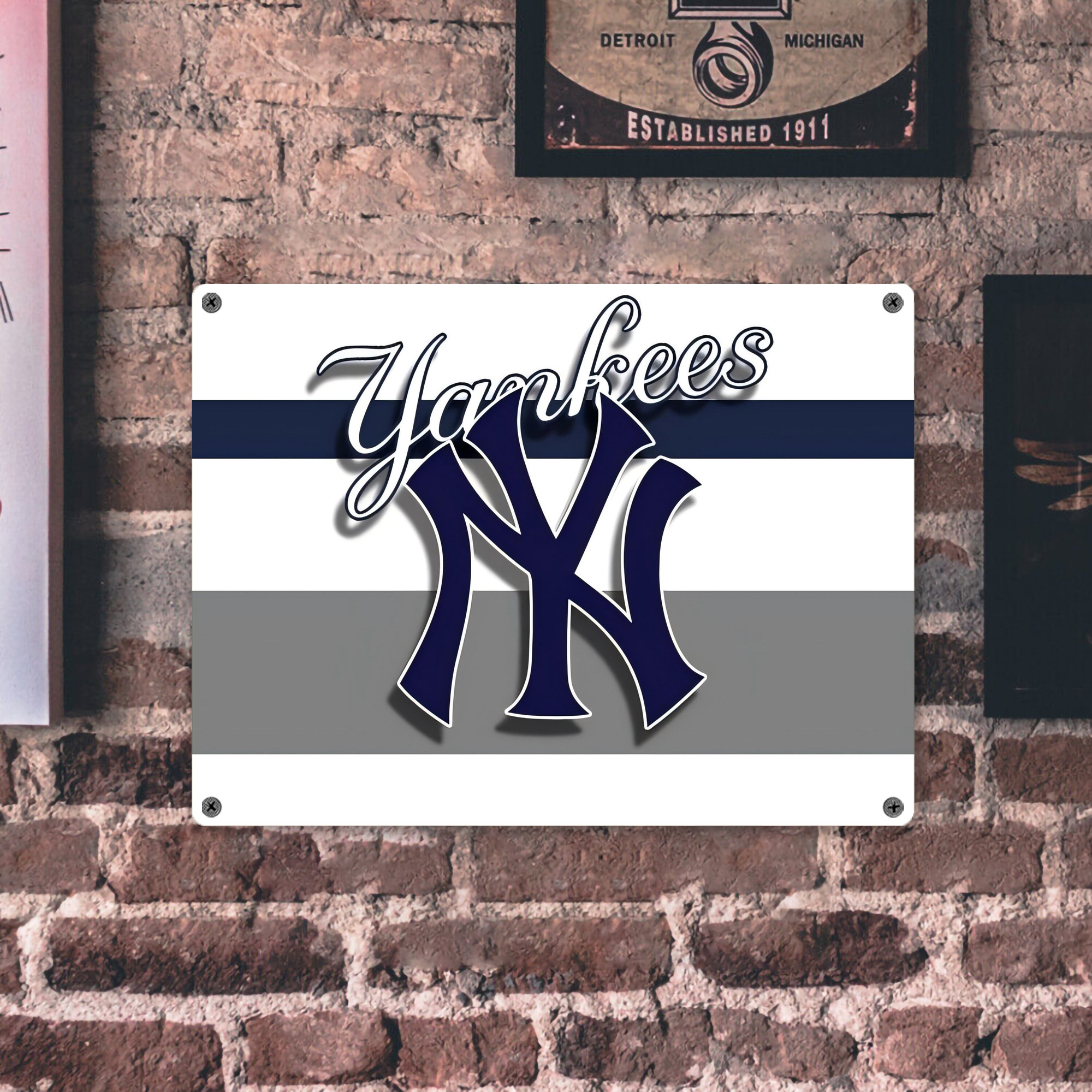New York Yankees 356 Vintage Metal Tin Sign 16x12 – Full-Print Iron Wall Decor – Durable, Fade-Resistant – Easy To Hang – Ideal For Home, Bar, Kitchen & Office Decor