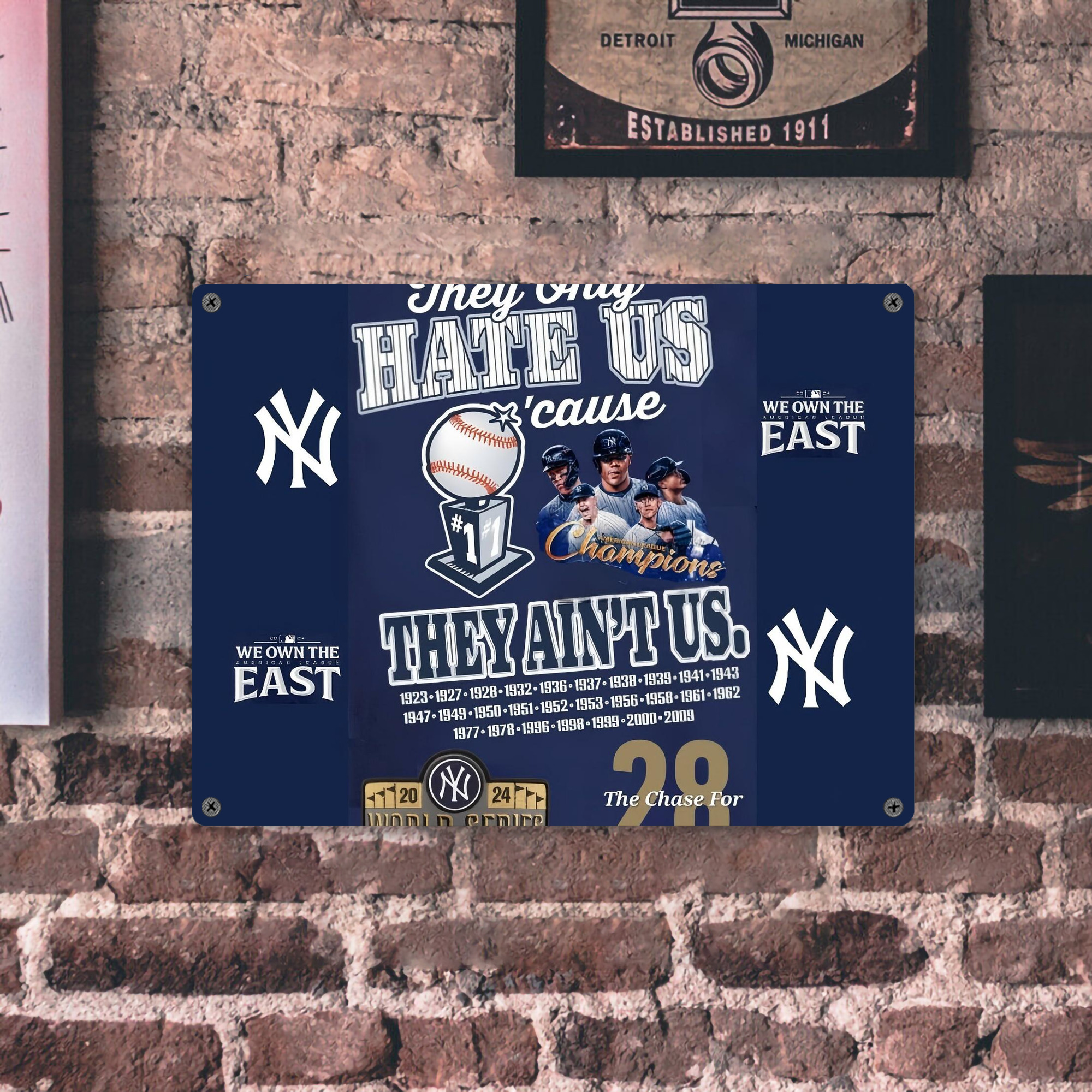 New York Yankees 358 Vintage Metal Tin Sign 16x12 – Full-Print Iron Wall Decor – Durable, Fade-Resistant – Easy To Hang – Ideal For Home, Bar, Kitchen & Office Decor