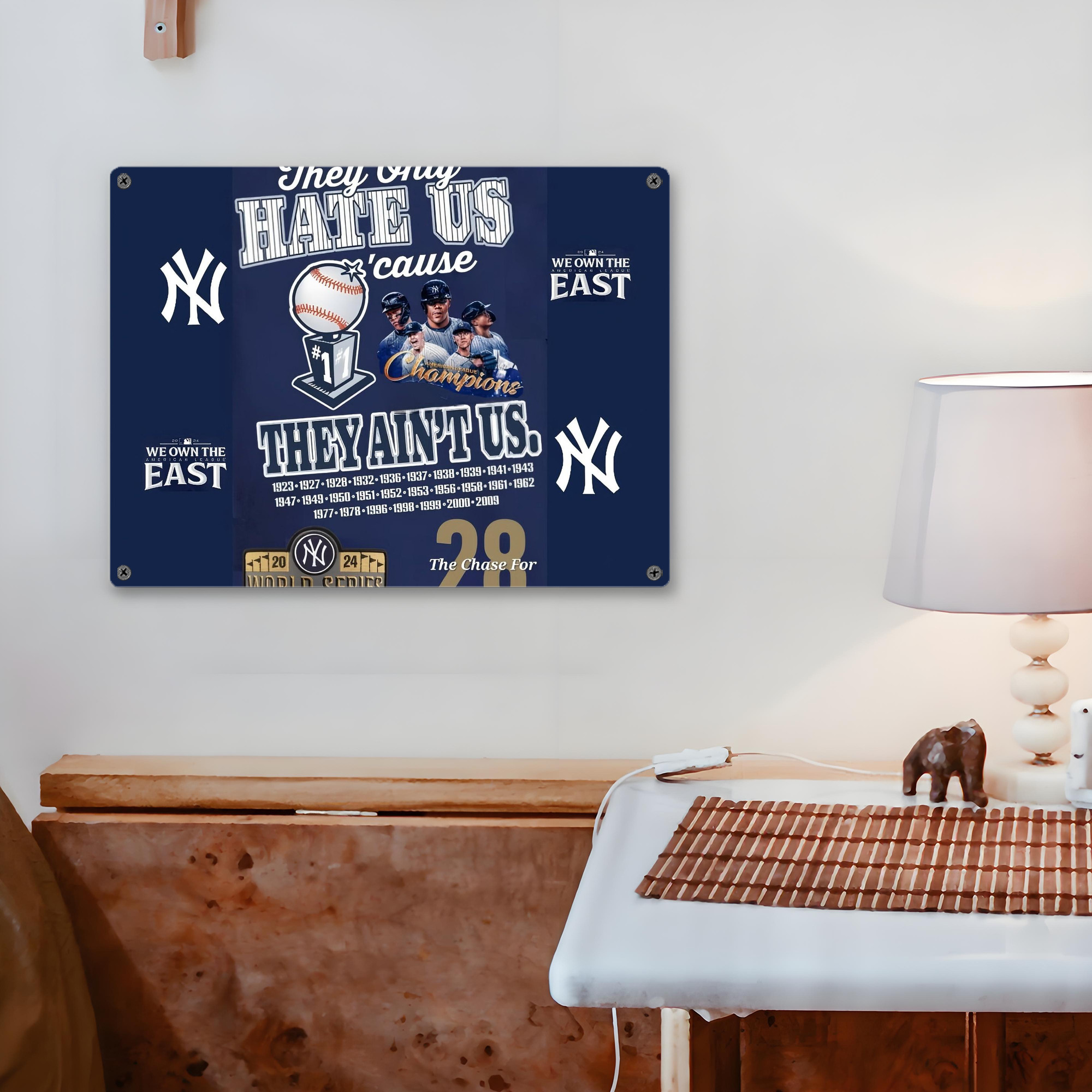 New York Yankees 358 Vintage Metal Tin Sign 16x12 – Full-Print Iron Wall Decor – Durable, Fade-Resistant – Easy To Hang – Ideal For Home, Bar, Kitchen & Office Decor