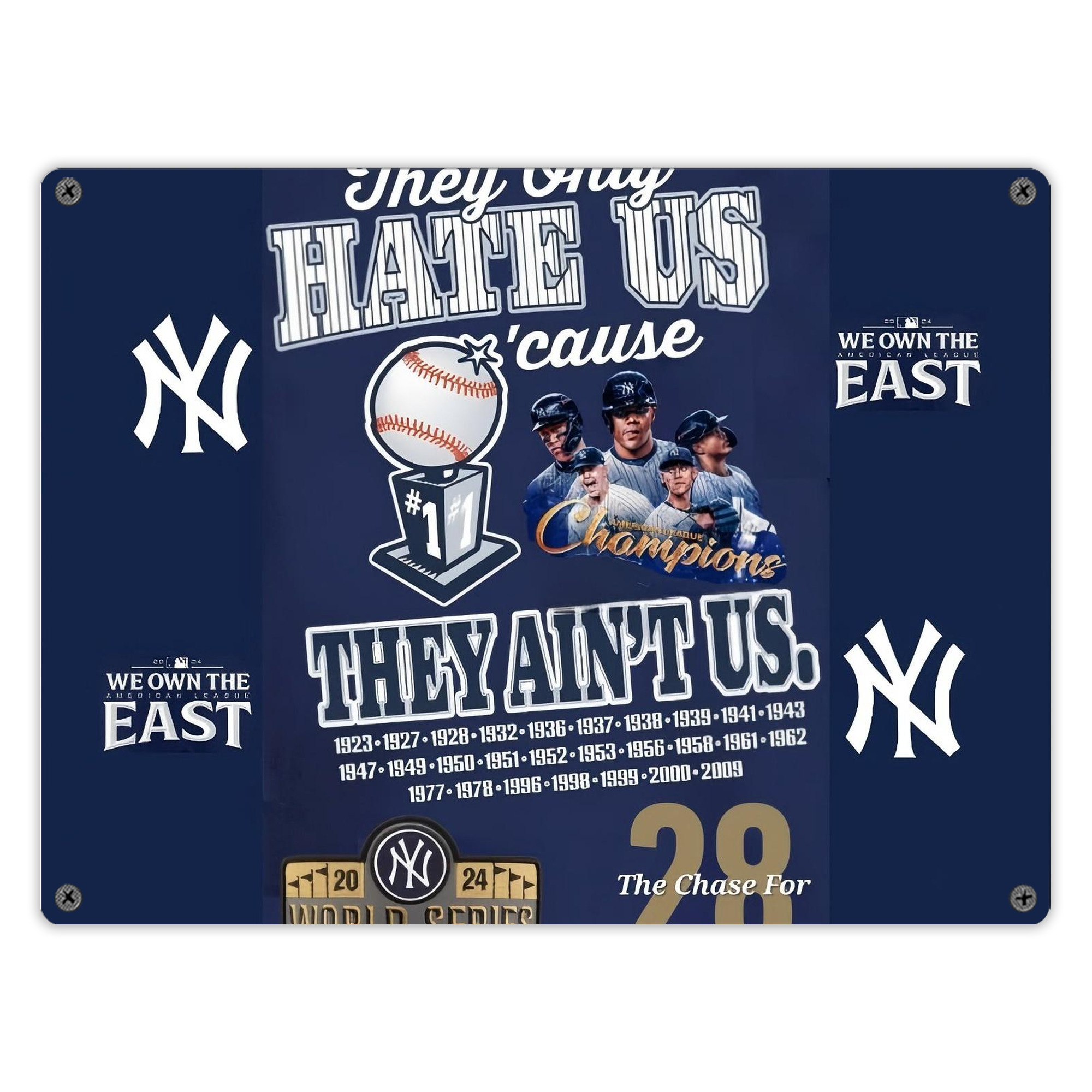 New York Yankees 358 Vintage Metal Tin Sign 16x12 – Full-Print Iron Wall Decor – Durable, Fade-Resistant – Easy To Hang – Ideal For Home, Bar, Kitchen & Office Decor