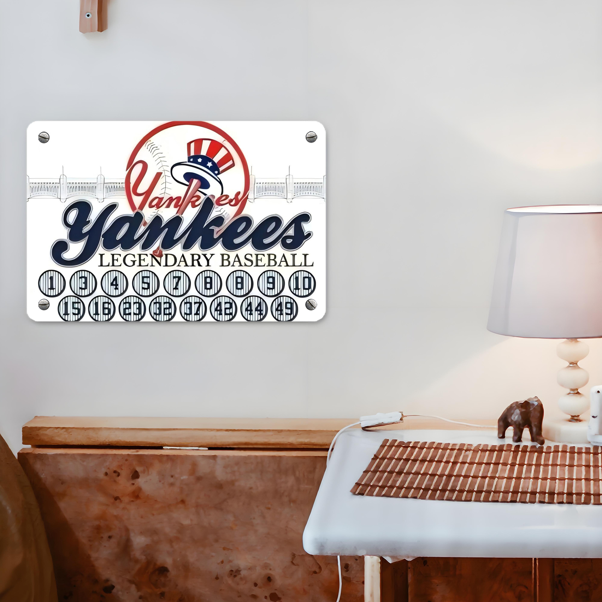 New York Yankees 232 Metal Tin Sign 12x8inch - Premium Full-Print Decorative Wall Art, Durable Rust-Resistant Metal Plaque For Living Room, Bedroom, Kitchen, Office, Bar Décor