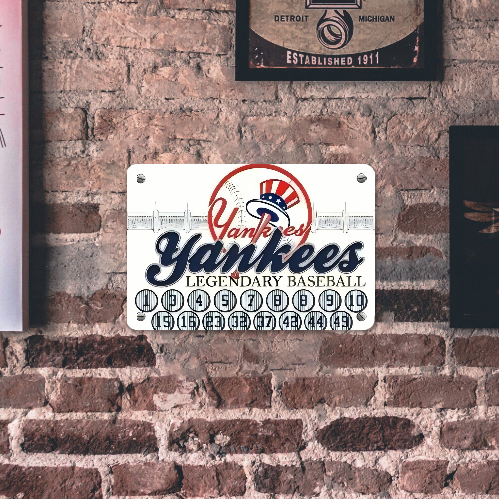 New York Yankees 232 Metal Tin Sign 12x8inch - Premium Full-Print Decorative Wall Art, Durable Rust-Resistant Metal Plaque For Living Room, Bedroom, Kitchen, Office, Bar Décor