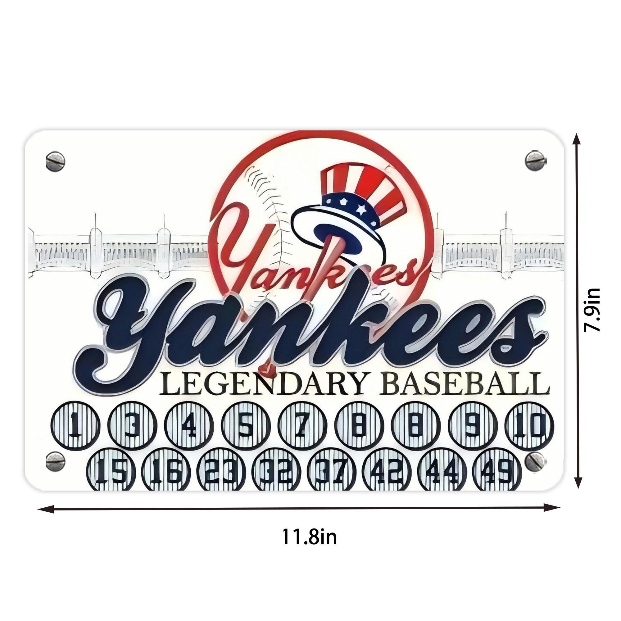 New York Yankees 232 Metal Tin Sign 12x8inch - Premium Full-Print Decorative Wall Art, Durable Rust-Resistant Metal Plaque For Living Room, Bedroom, Kitchen, Office, Bar Décor