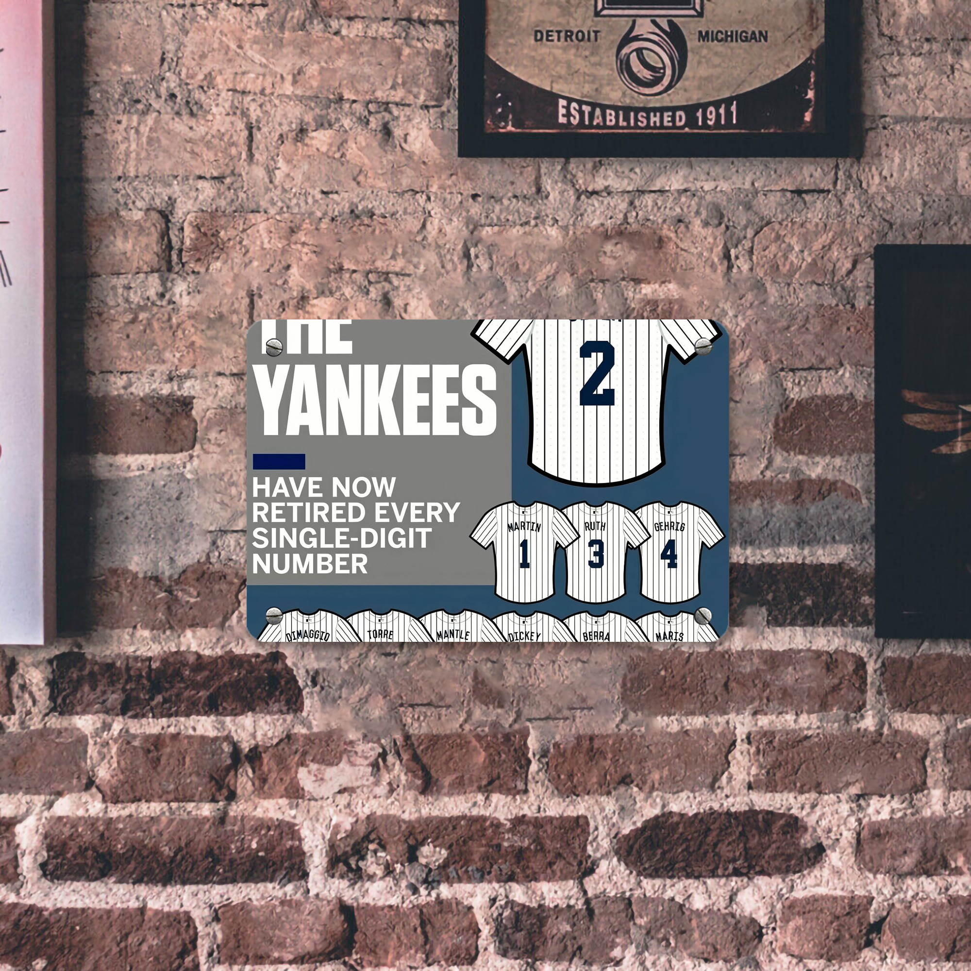 New York Yankees 235 Metal Tin Sign 12x8inch - Premium Full-Print Decorative Wall Art, Durable Rust-Resistant Metal Plaque For Living Room, Bedroom, Kitchen, Office, Bar Décor