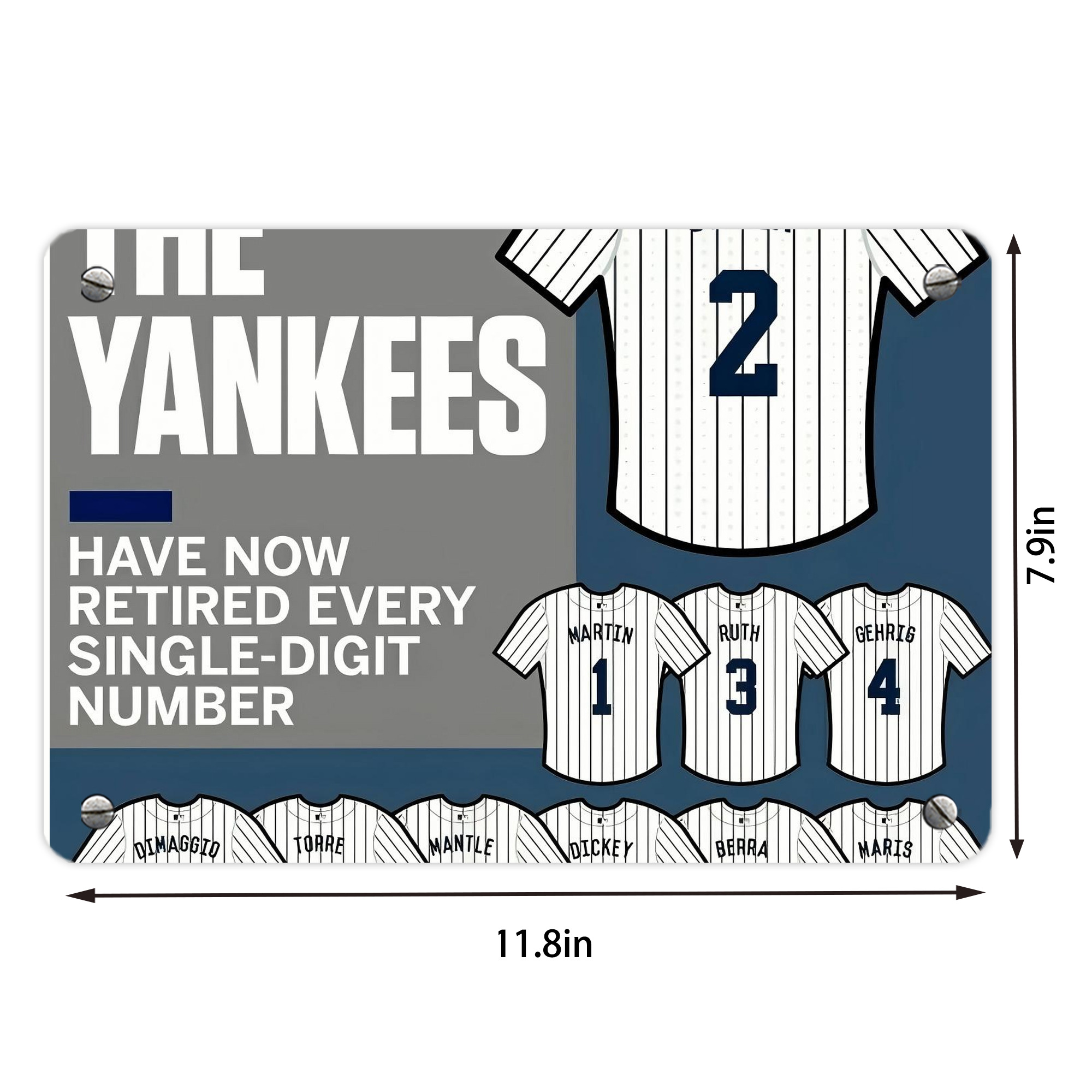 New York Yankees 235 Metal Tin Sign 12x8inch - Premium Full-Print Decorative Wall Art, Durable Rust-Resistant Metal Plaque For Living Room, Bedroom, Kitchen, Office, Bar Décor