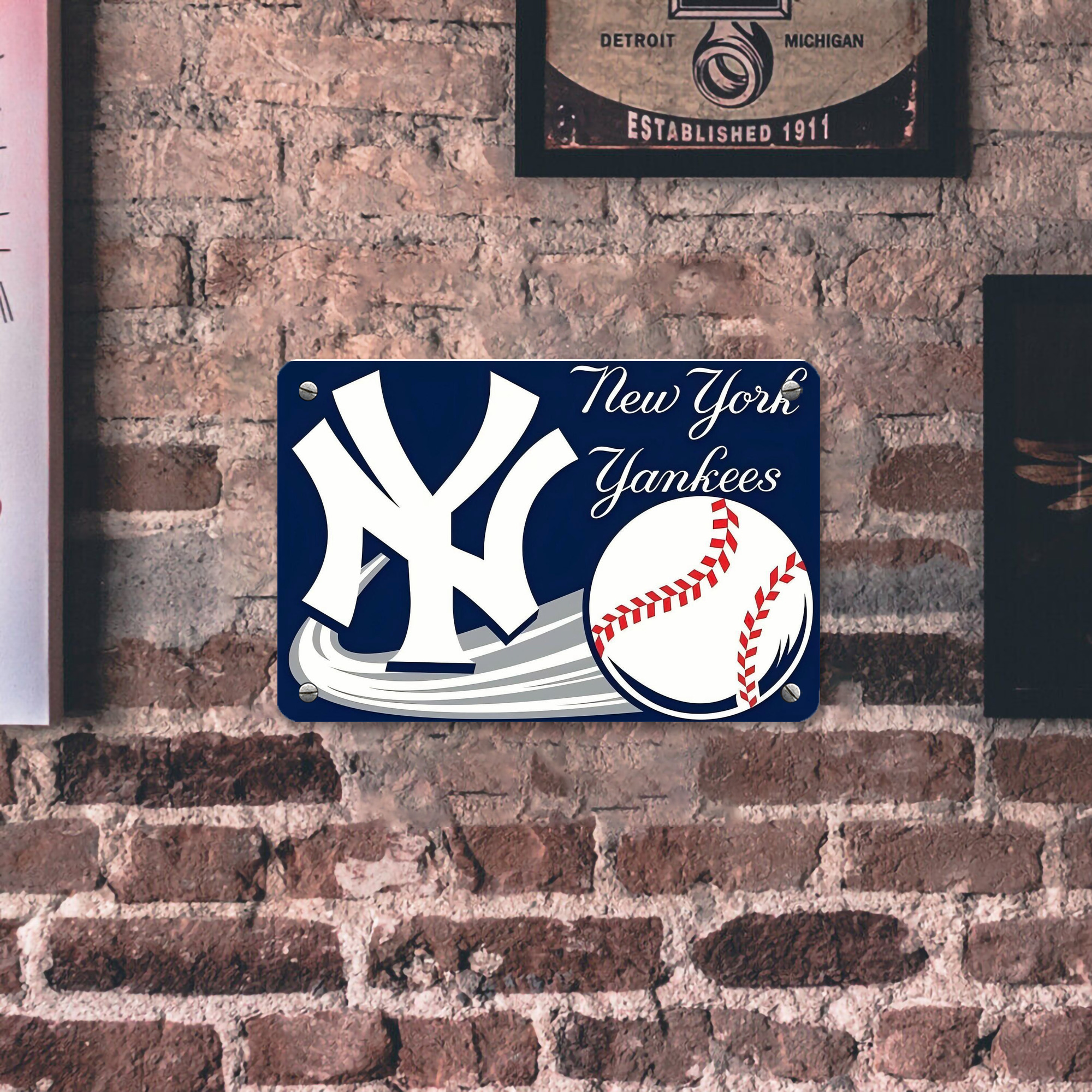 New York Yankees 259 Metal Tin Sign 12x8inch - Premium Full-Print Decorative Wall Art, Durable Rust-Resistant Metal Plaque For Living Room, Bedroom, Kitchen, Office, Bar Décor