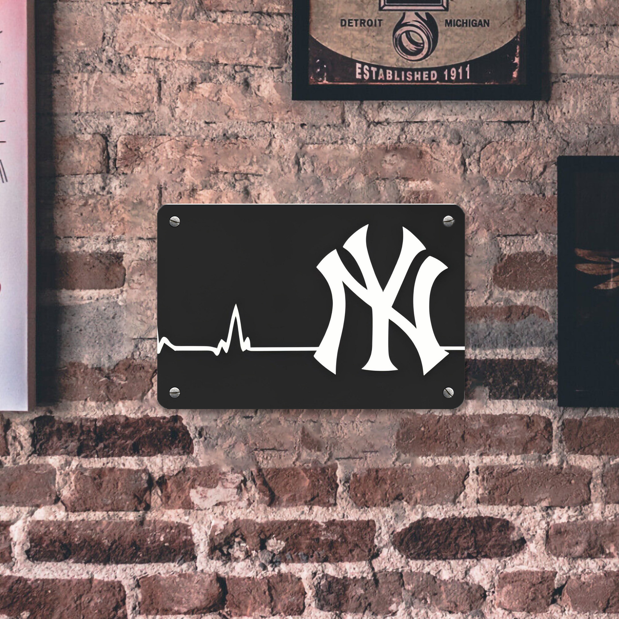 New York Yankees 350 Metal Tin Sign 12x8inch - Premium Full-Print Decorative Wall Art, Durable Rust-Resistant Metal Plaque For Living Room, Bedroom, Kitchen, Office, Bar Décor