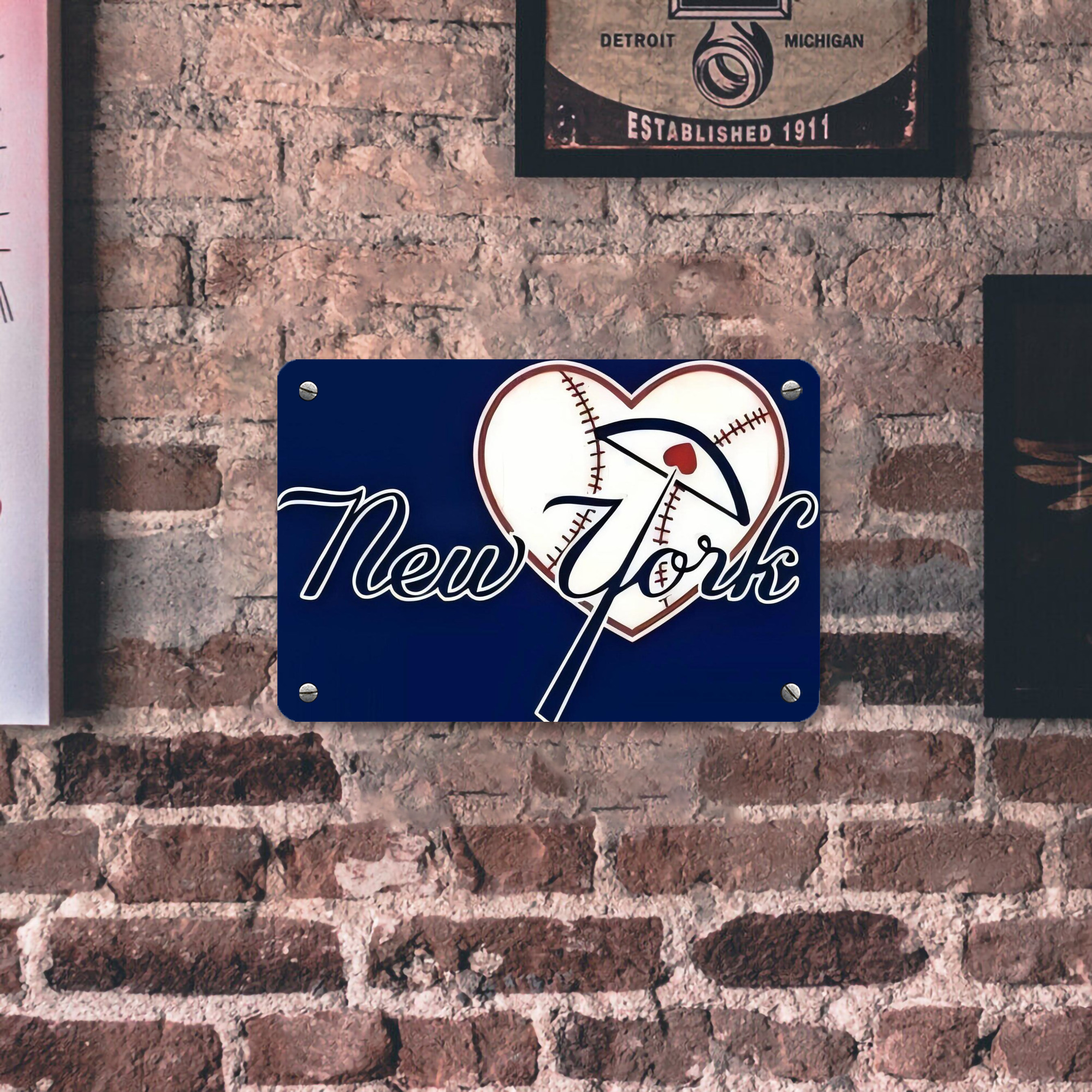 New York Yankees 354 Metal Tin Sign 12x8inch - Premium Full-Print Decorative Wall Art, Durable Rust-Resistant Metal Plaque For Living Room, Bedroom, Kitchen, Office, Bar Décor