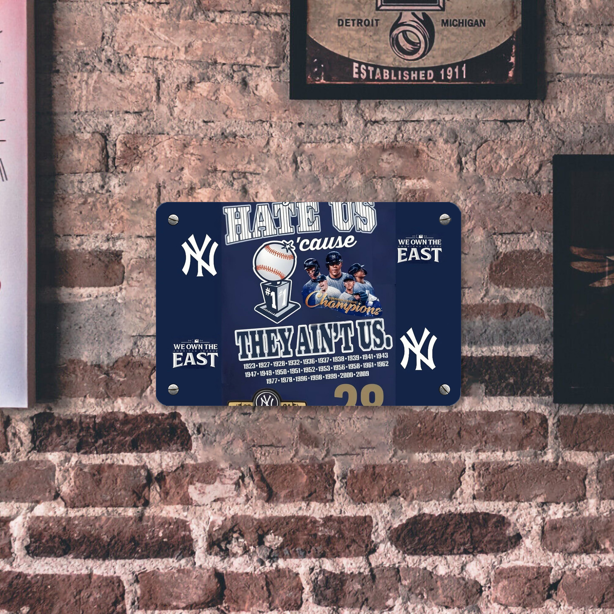 New York Yankees 358 Metal Tin Sign 12x8inch - Premium Full-Print Decorative Wall Art, Durable Rust-Resistant Metal Plaque For Living Room, Bedroom, Kitchen, Office, Bar Décor