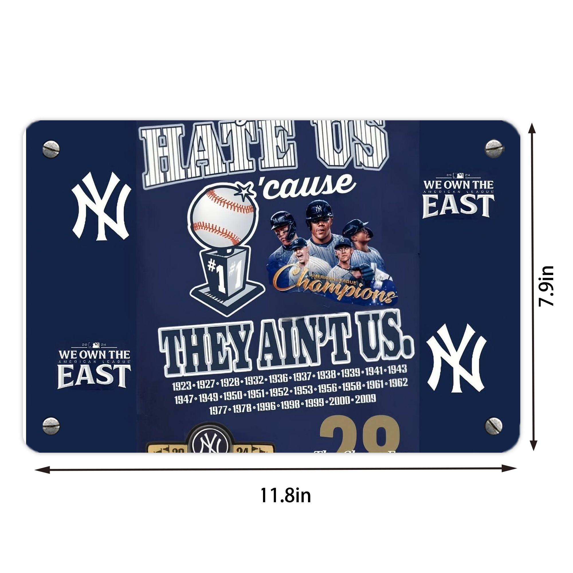 New York Yankees 358 Metal Tin Sign 12x8inch - Premium Full-Print Decorative Wall Art, Durable Rust-Resistant Metal Plaque For Living Room, Bedroom, Kitchen, Office, Bar Décor