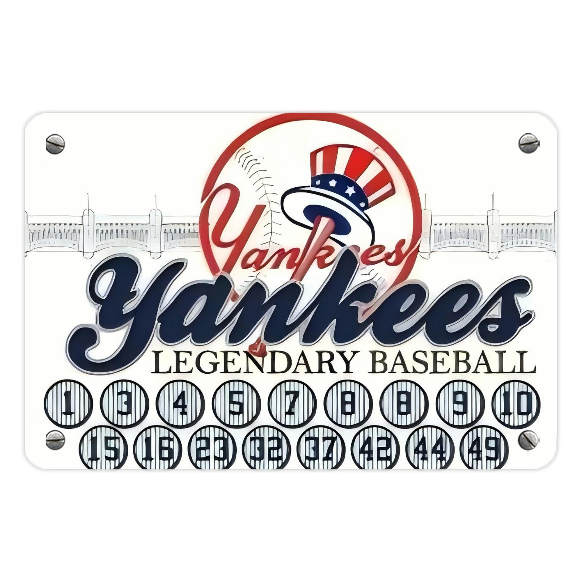 New York Yankees 232 Metal Tin Sign 12x8inch - Premium Full-Print Decorative Wall Art, Durable Rust-Resistant Metal Plaque For Living Room, Bedroom, Kitchen, Office, Bar Décor