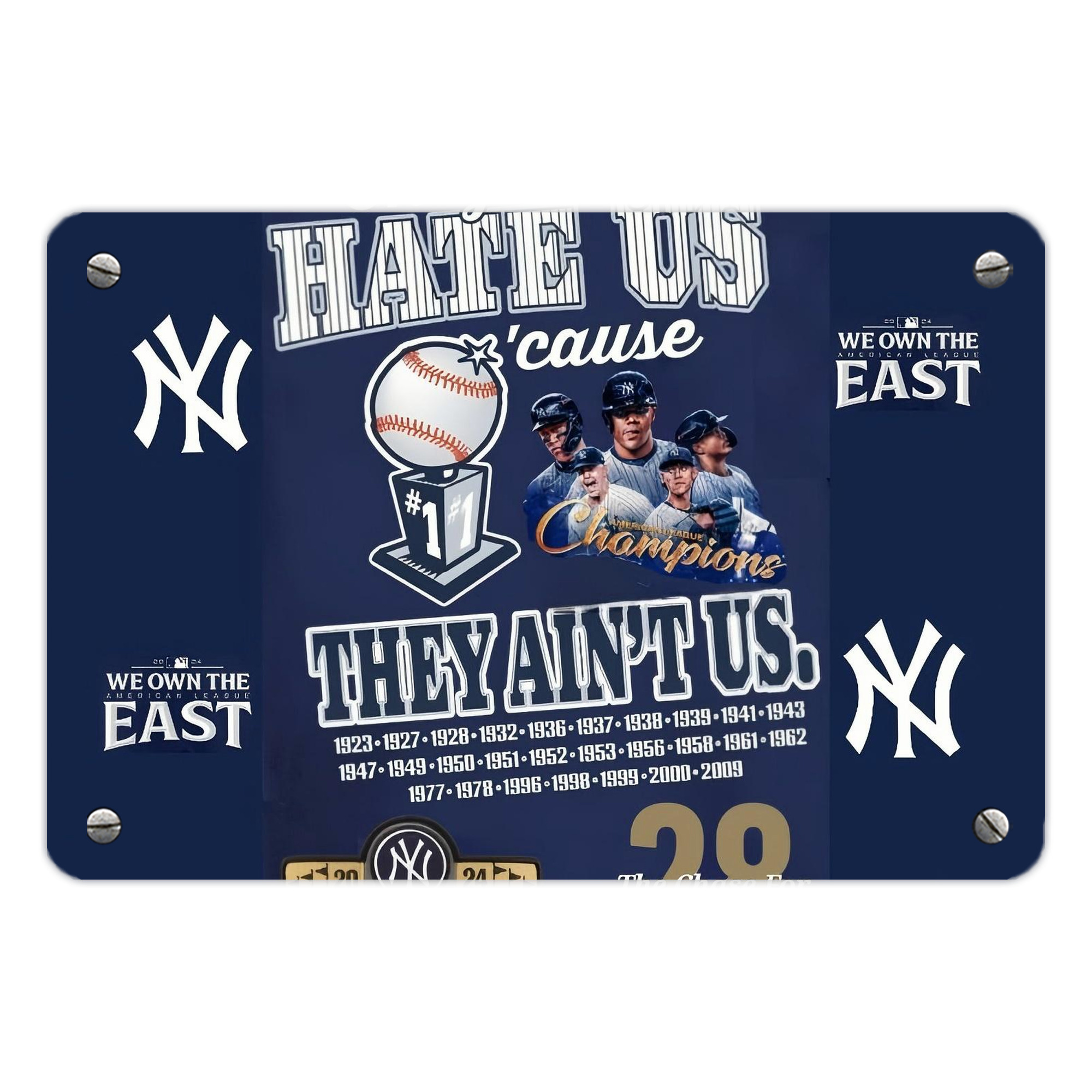 New York Yankees 358 Metal Tin Sign 12x8inch - Premium Full-Print Decorative Wall Art, Durable Rust-Resistant Metal Plaque For Living Room, Bedroom, Kitchen, Office, Bar Décor