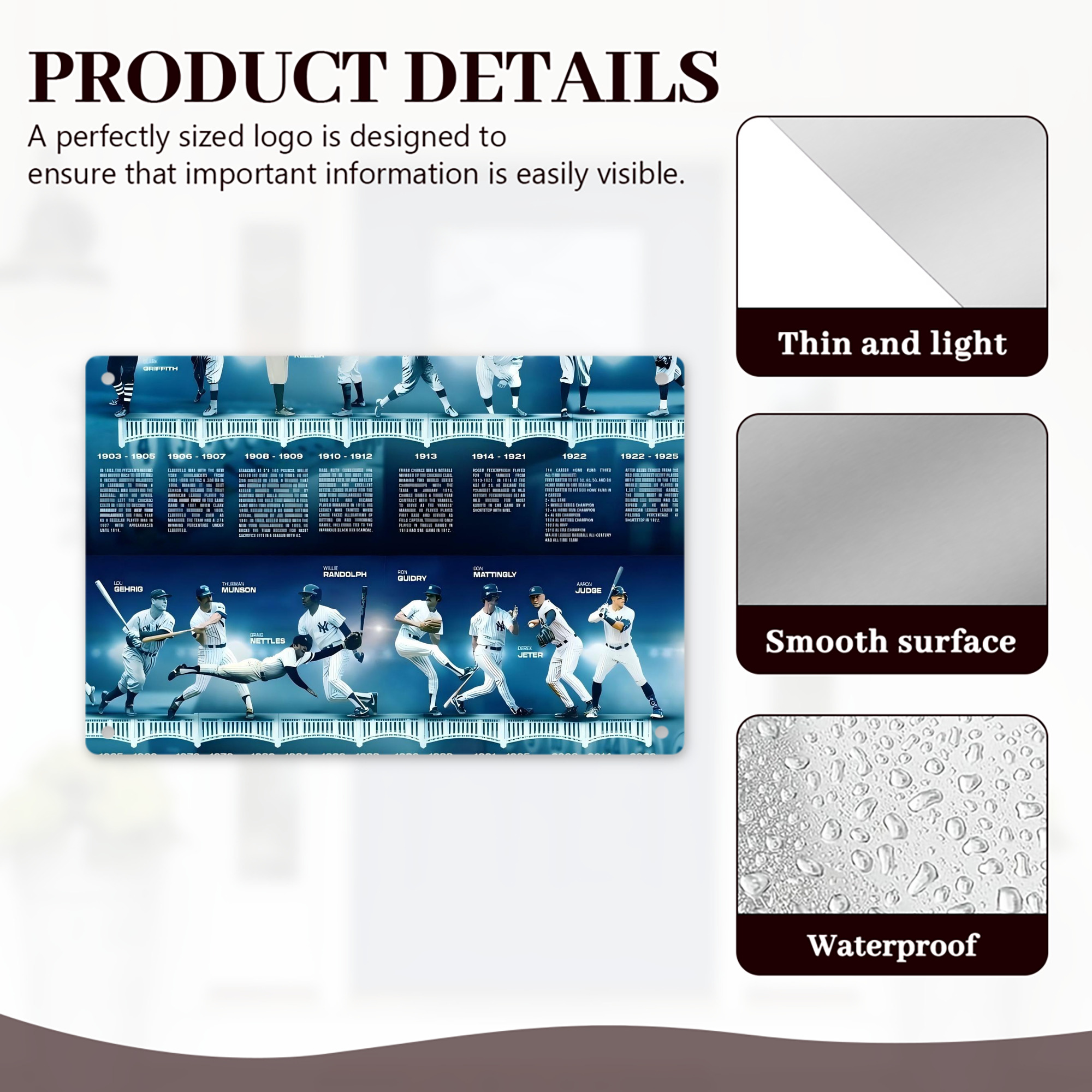 New York Yankees 243 Decorative Aluminum Plaque – Horizontal Design – Durable, Stylish, Easy To Install – Ideal For Home, Office, Bar, And More