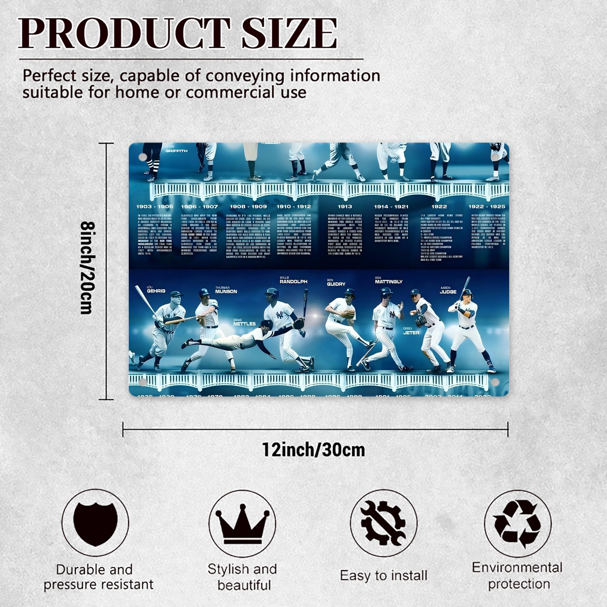 New York Yankees 243 Decorative Aluminum Plaque – Horizontal Design – Durable, Stylish, Easy To Install – Ideal For Home, Office, Bar, And More