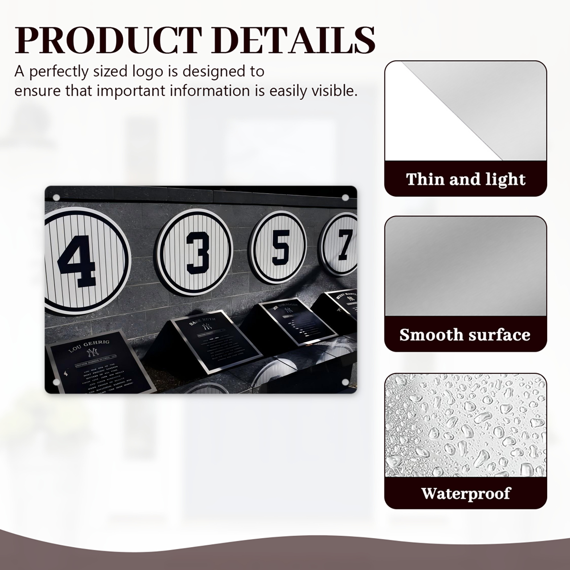 New York Yankees 250 Decorative Aluminum Plaque – Horizontal Design – Durable, Stylish, Easy To Install – Ideal For Home, Office, Bar, And More