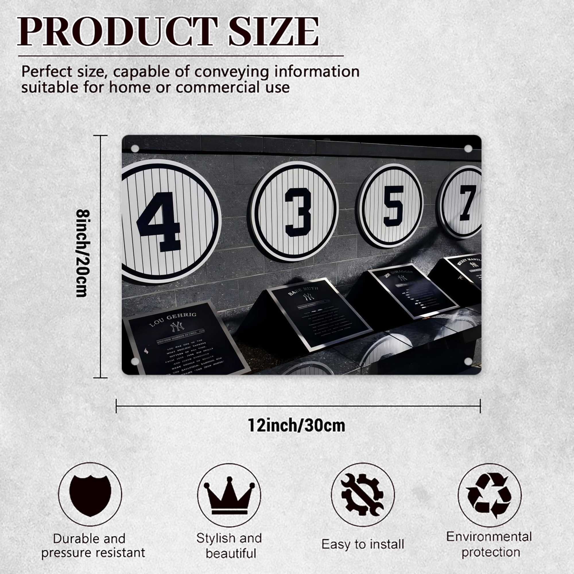 New York Yankees 250 Decorative Aluminum Plaque – Horizontal Design – Durable, Stylish, Easy To Install – Ideal For Home, Office, Bar, And More