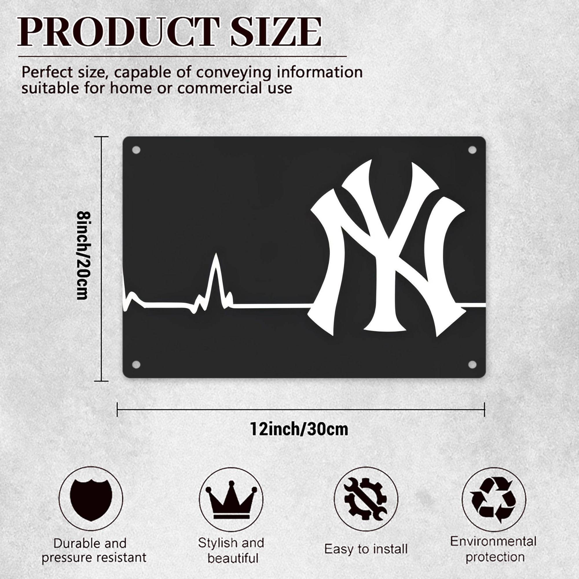 New York Yankees 350 Decorative Aluminum Plaque – Horizontal Design – Durable, Stylish, Easy To Install – Ideal For Home, Office, Bar, And More