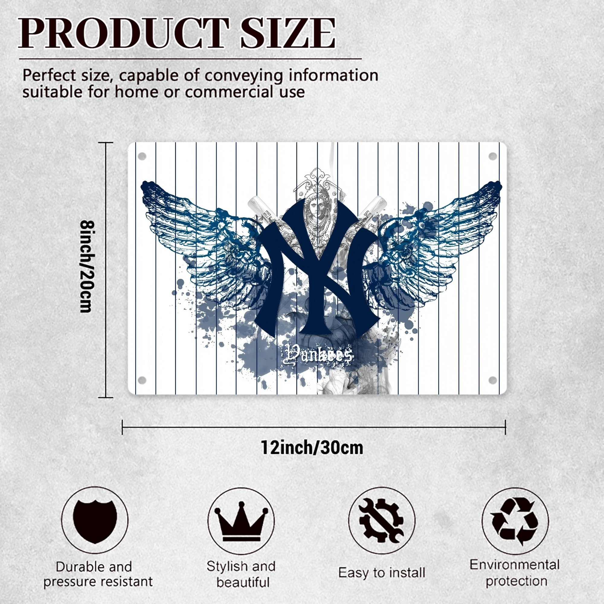 New York Yankees 353 Decorative Aluminum Plaque – Horizontal Design – Durable, Stylish, Easy To Install – Ideal For Home, Office, Bar, And More