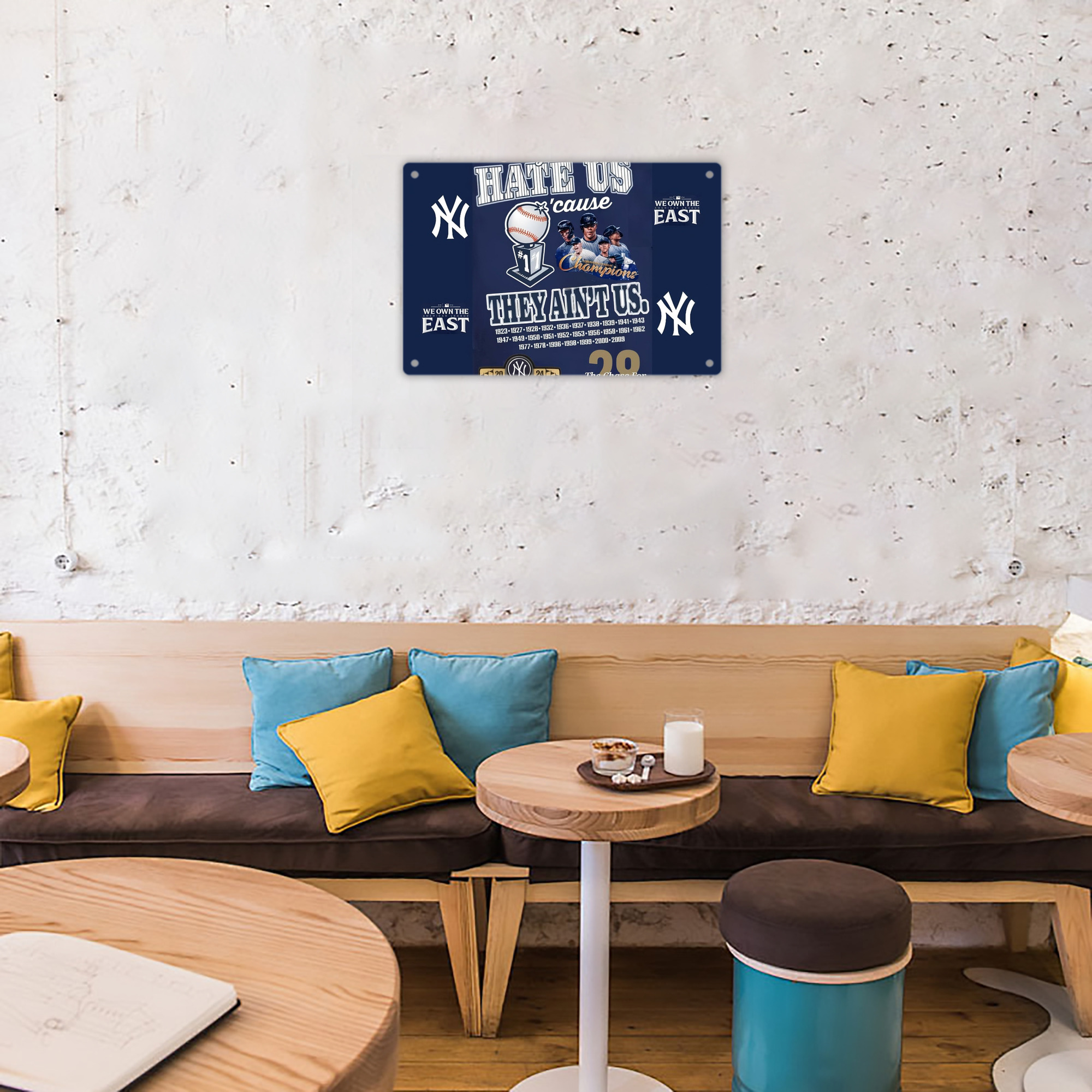 New York Yankees 358 Decorative Aluminum Plaque – Horizontal Design – Durable, Stylish, Easy To Install – Ideal For Home, Office, Bar, And More