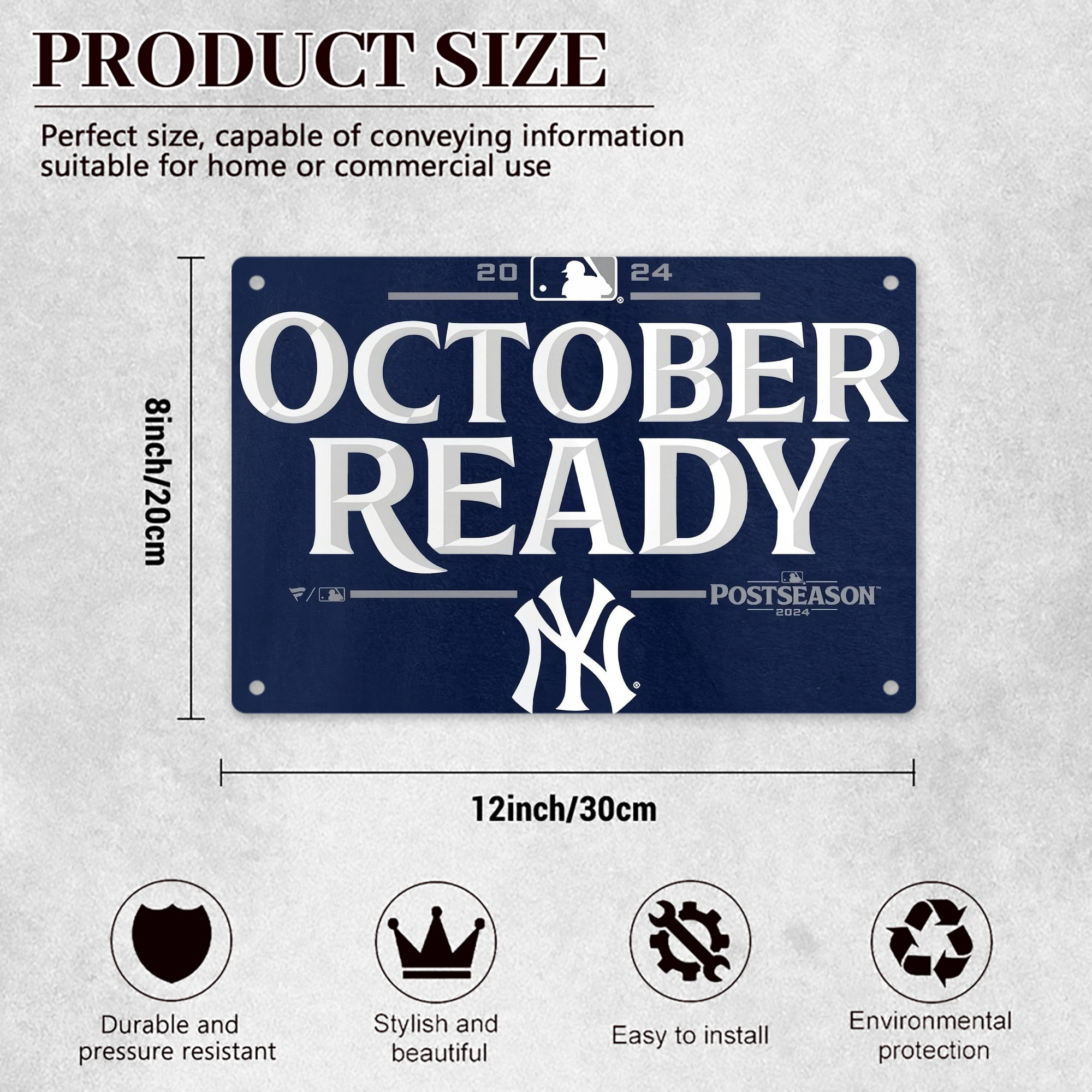 New York Yankees 360 Decorative Aluminum Plaque – Horizontal Design – Durable, Stylish, Easy To Install – Ideal For Home, Office, Bar, And More