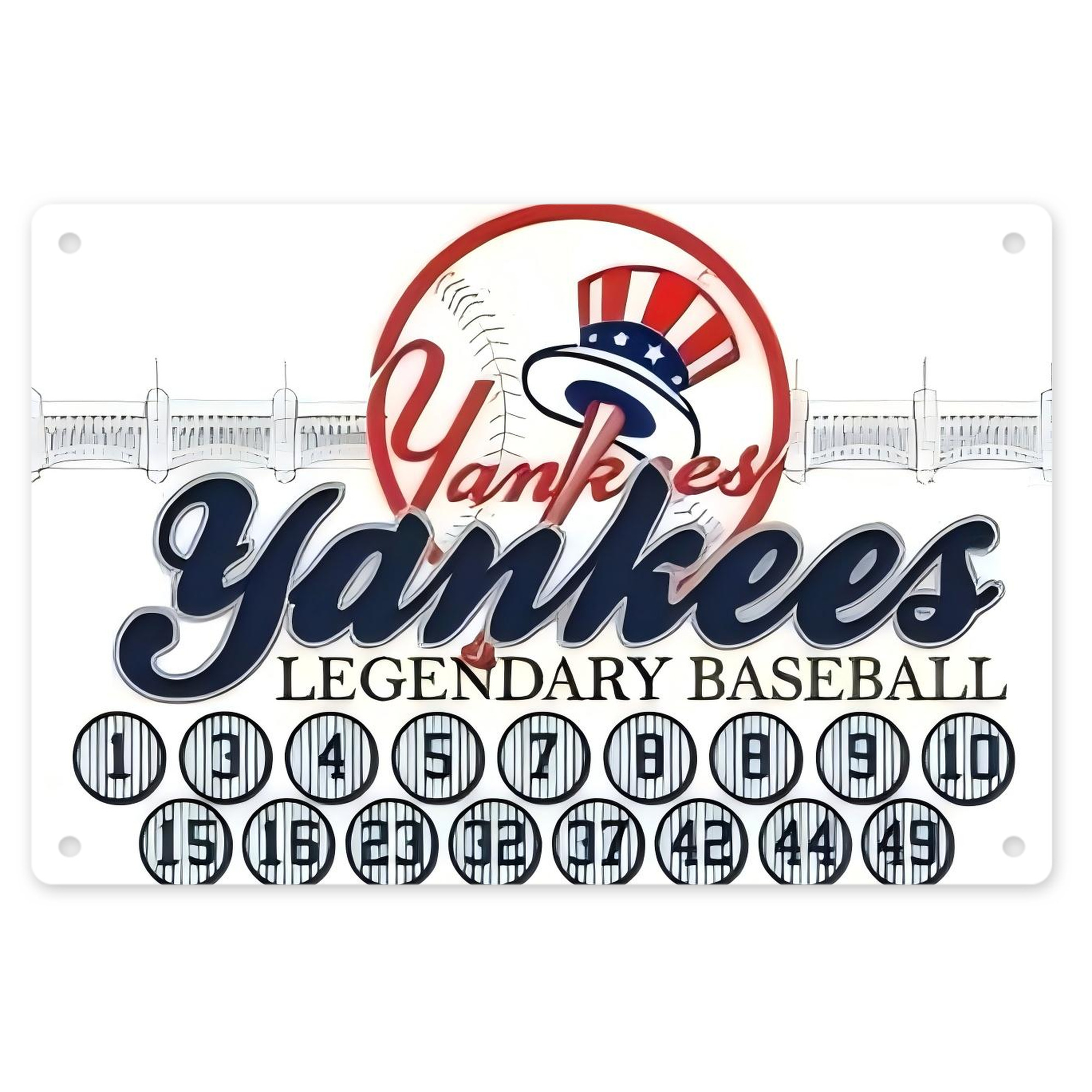 New York Yankees 232 Decorative Aluminum Plaque – Horizontal Design – Durable, Stylish, Easy To Install – Ideal For Home, Office, Bar, And More