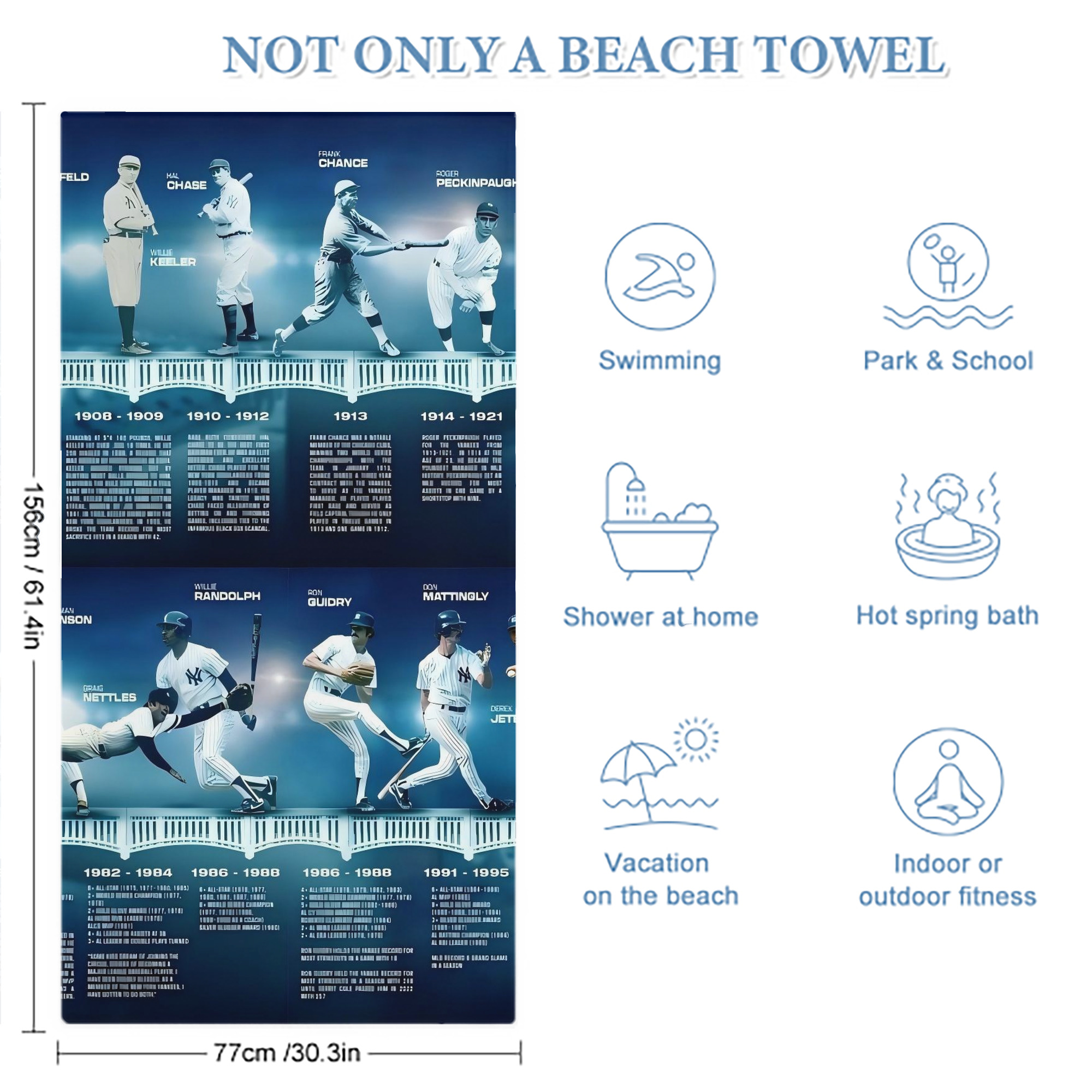 New York Yankees 243 Premium Microfiber Beach Towel – Soft, Large Size, Multi-Purpose For Beach, Picnic & Kids, Lightweight & Portable With Carry Bag, Easy Care