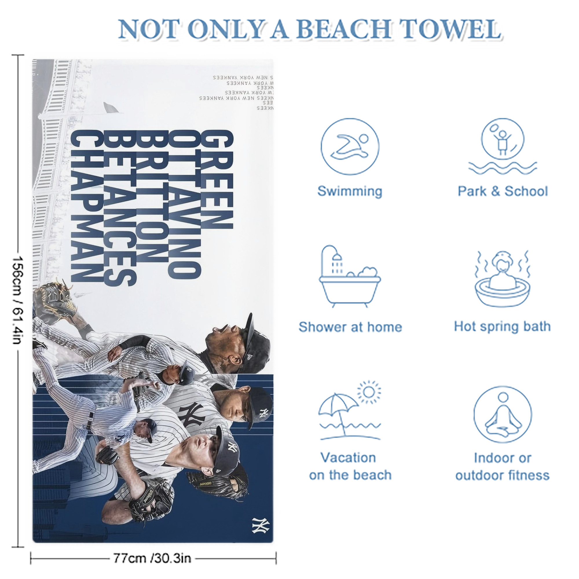 New York Yankees 249 Premium Microfiber Beach Towel – Soft, Large Size, Multi-Purpose For Beach, Picnic & Kids, Lightweight & Portable With Carry Bag, Easy Care