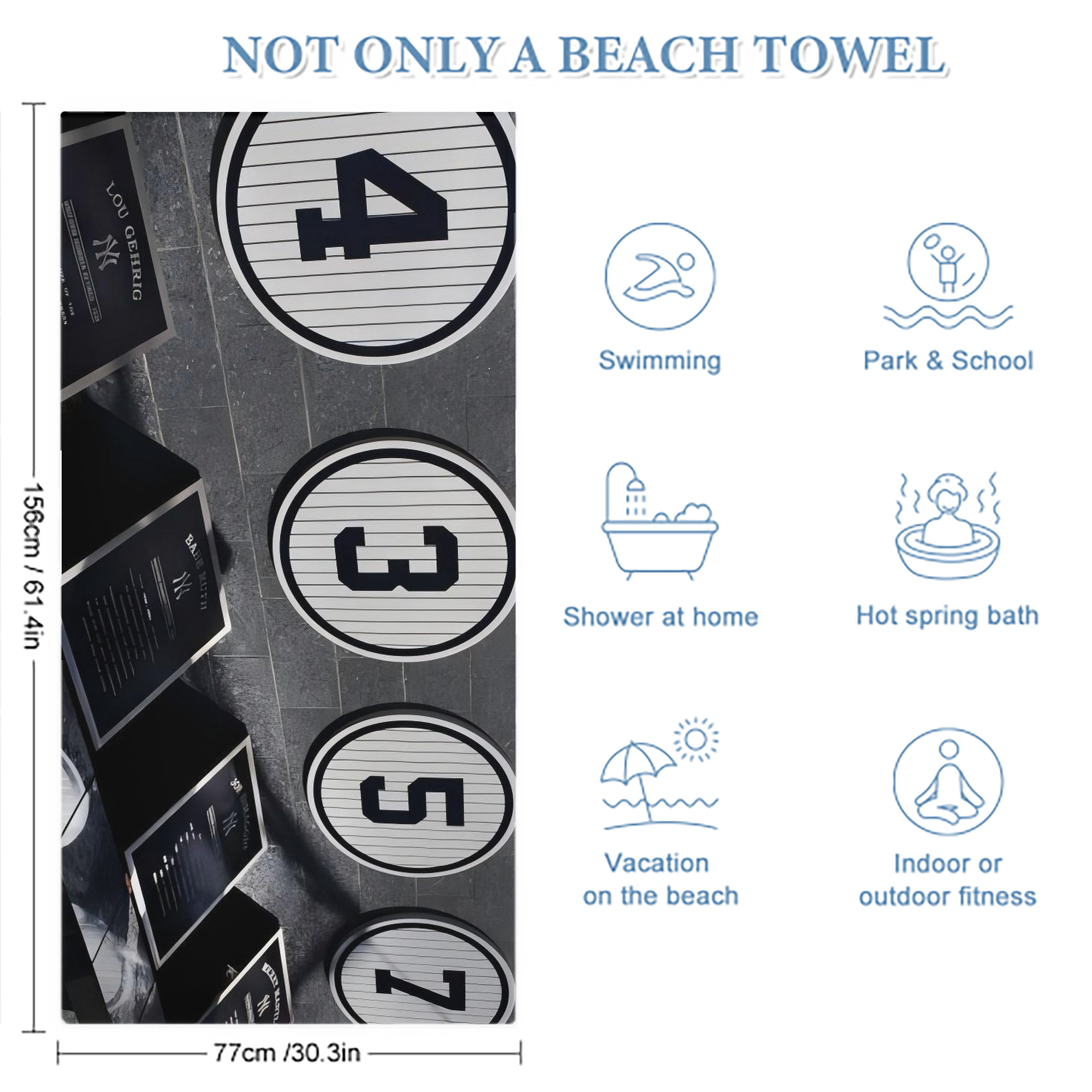 New York Yankees 250 Premium Microfiber Beach Towel – Soft, Large Size, Multi-Purpose For Beach, Picnic & Kids, Lightweight & Portable With Carry Bag, Easy Care
